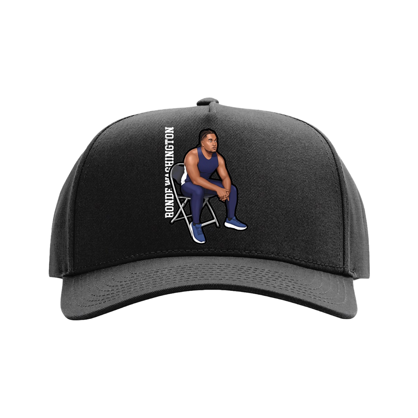 Full Fabric Five-Panel Champ Cap — Name Vertical in Black