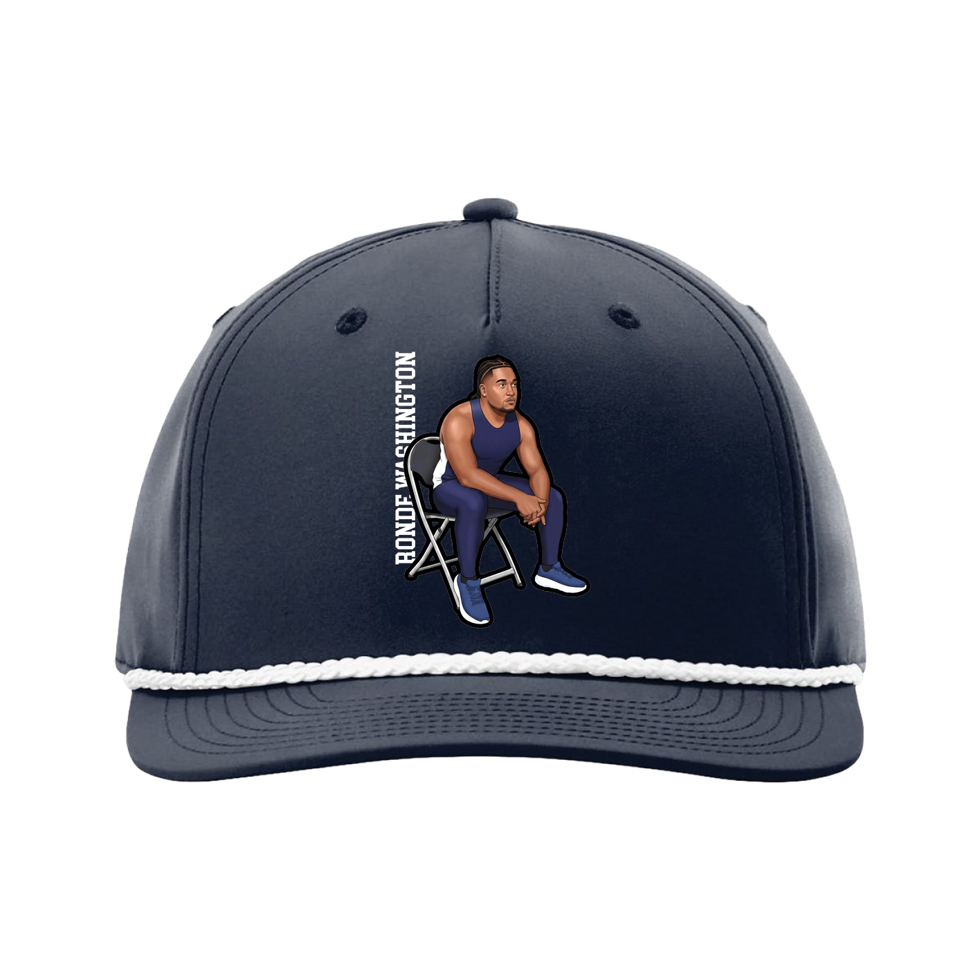 Five-Panel Classic Rope Cap — Name Vertical in Navy