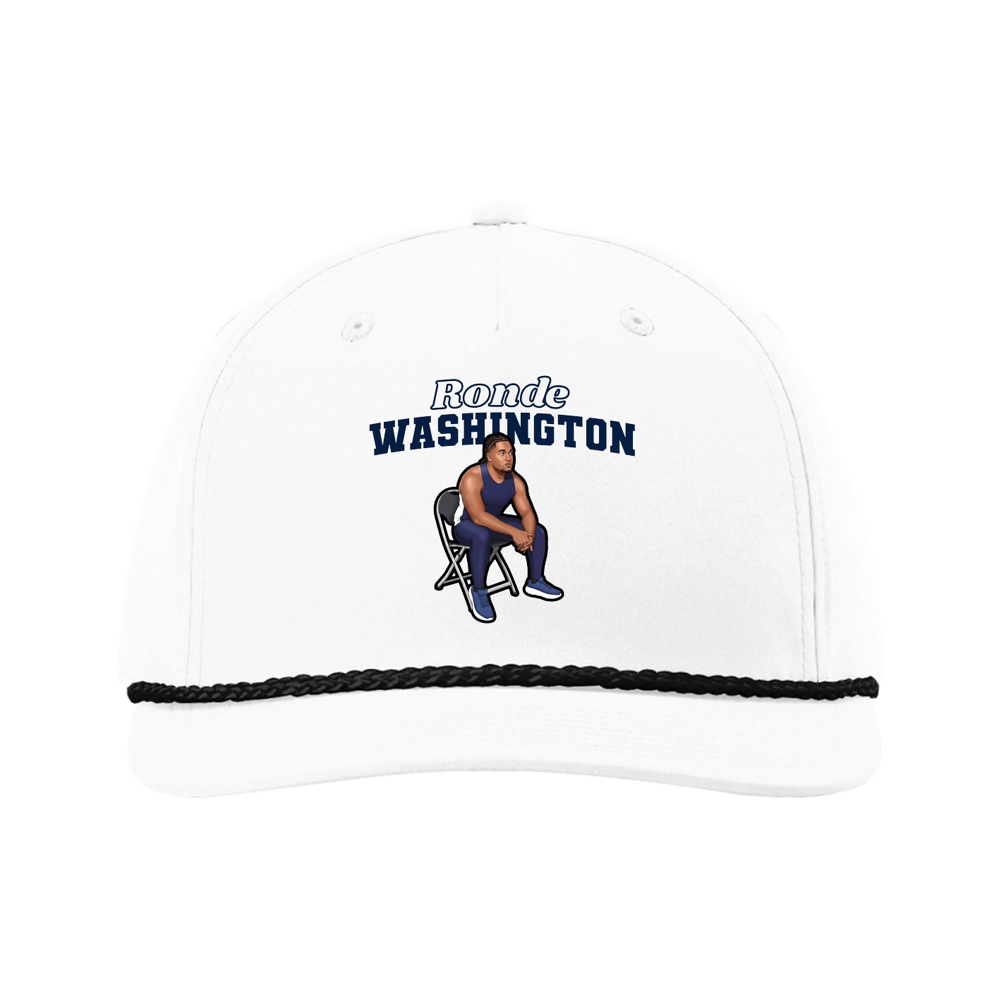 Five-Panel Classic Rope Cap — Name Arch in White