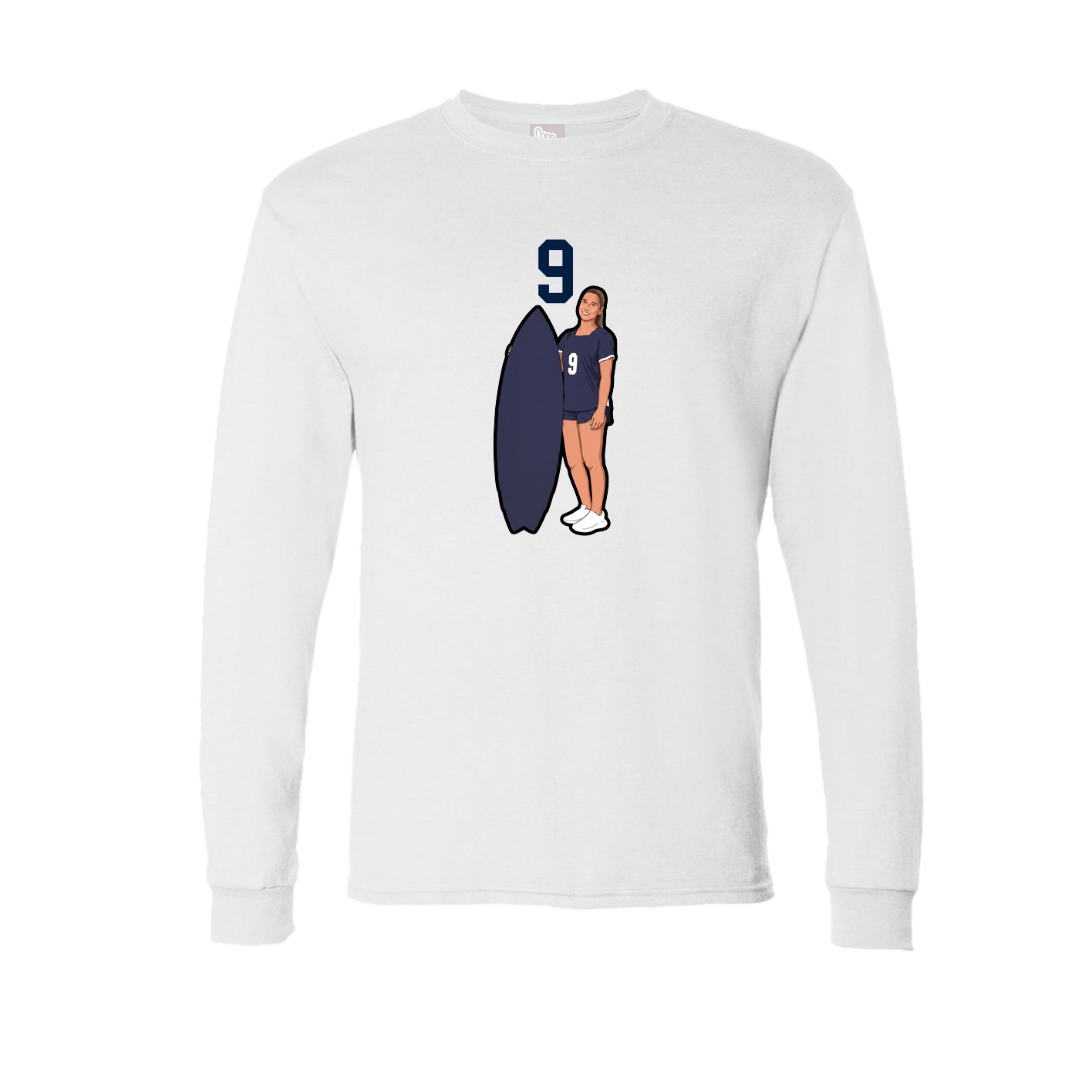 Long Sleeve Tee — Number Top in White
