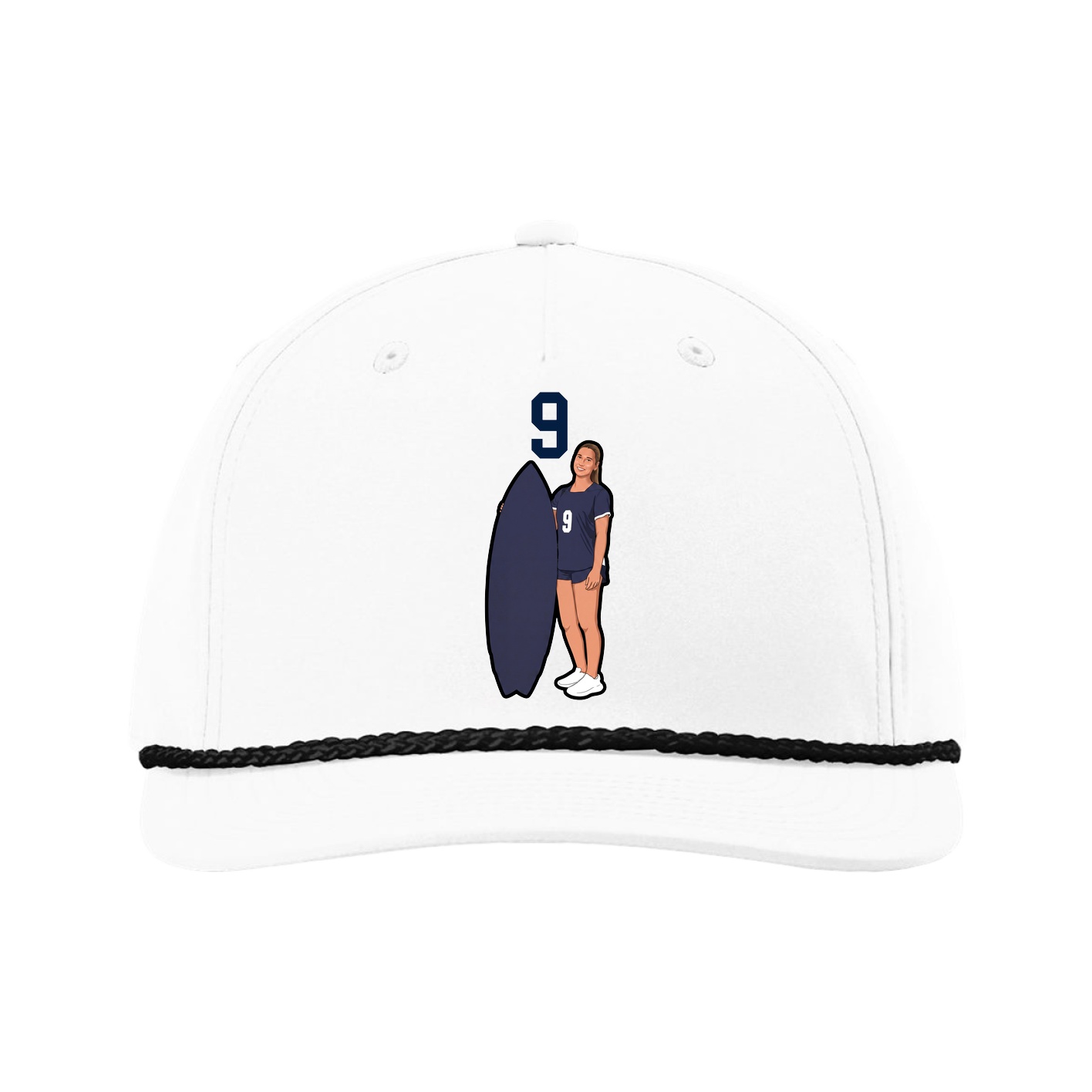 Five-Panel Classic Rope Cap — Number Top in White