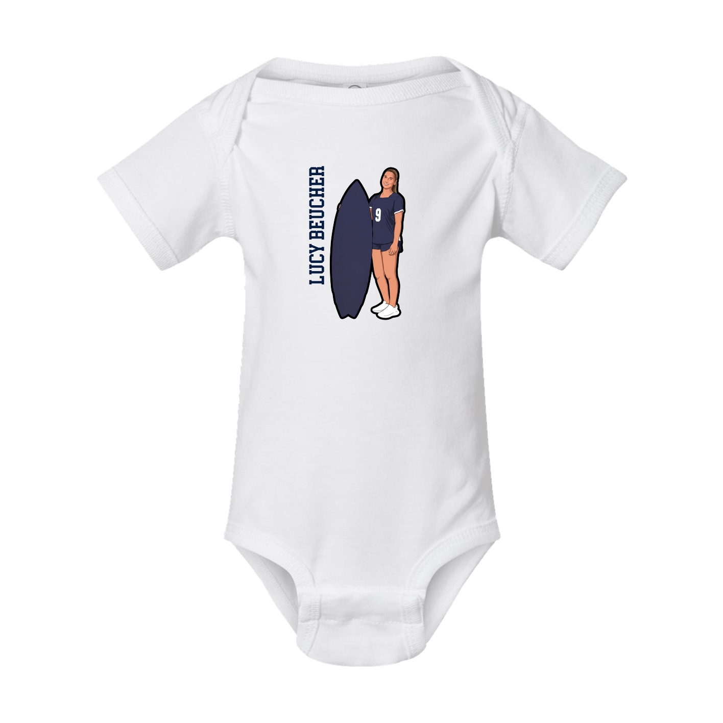 Baby Onesie — Name Vertical in White