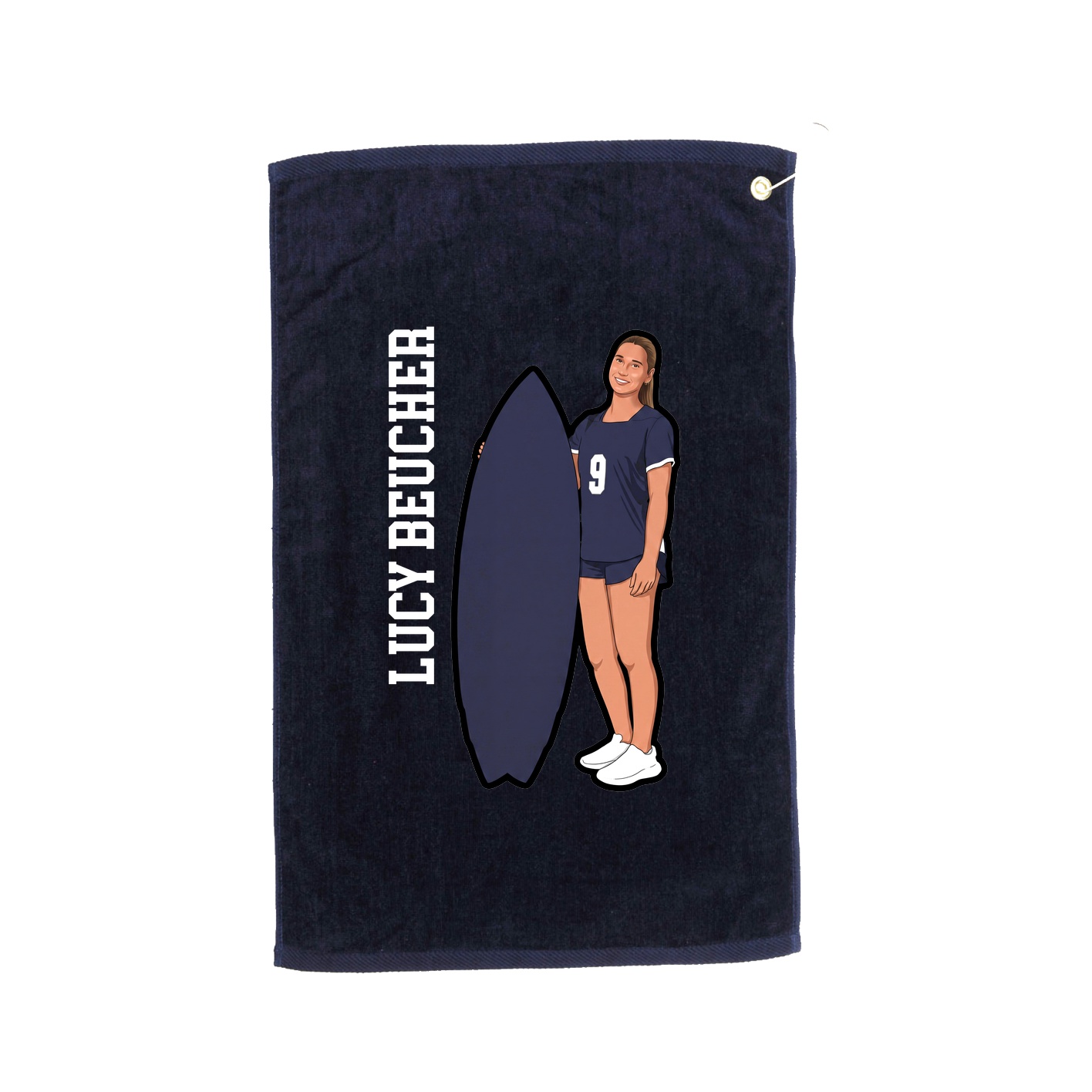 Golf Towel — Name Vertical in Navy