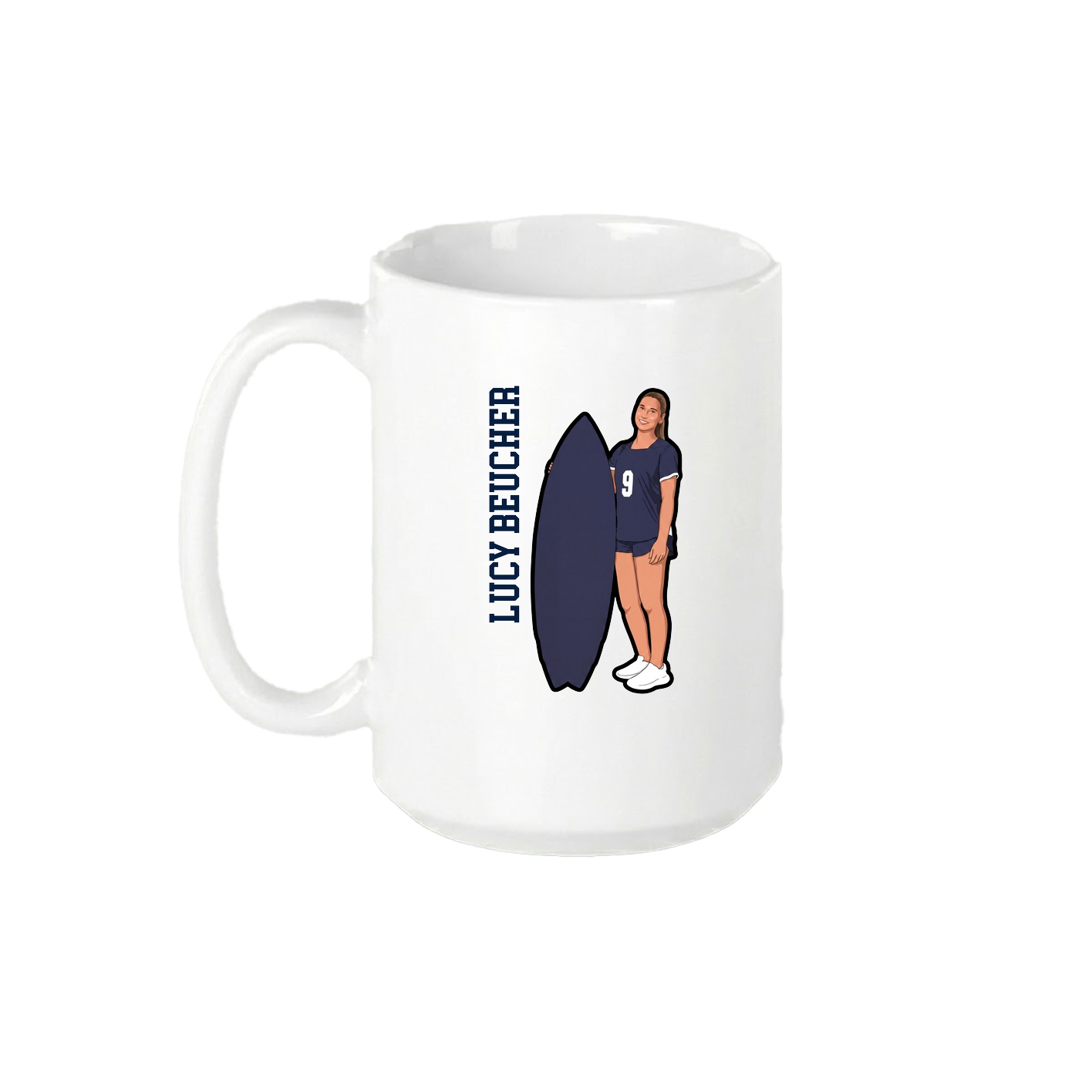 15oz Coffee Mug — Name Vertical in White