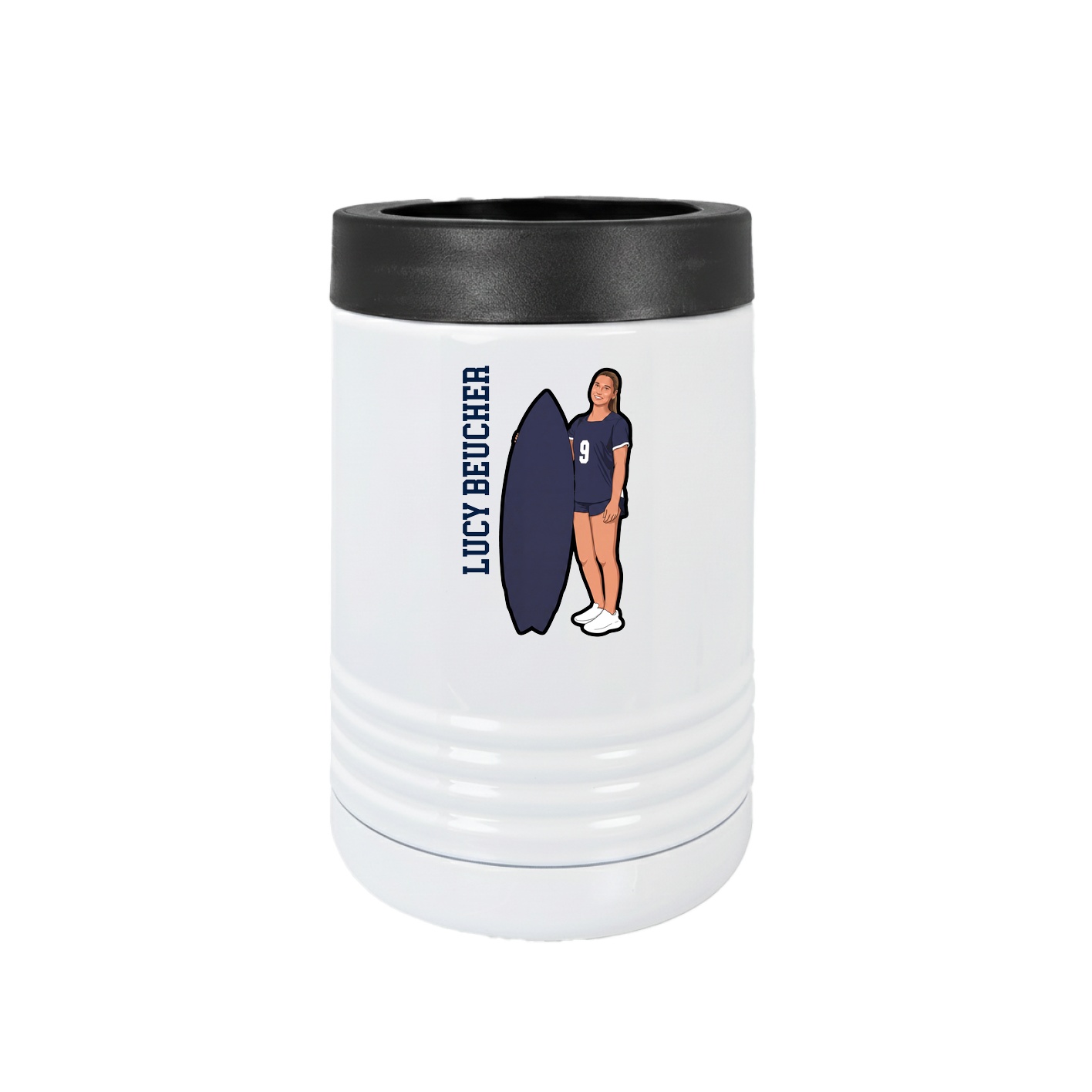 Beverage Holder — Name Vertical in White
