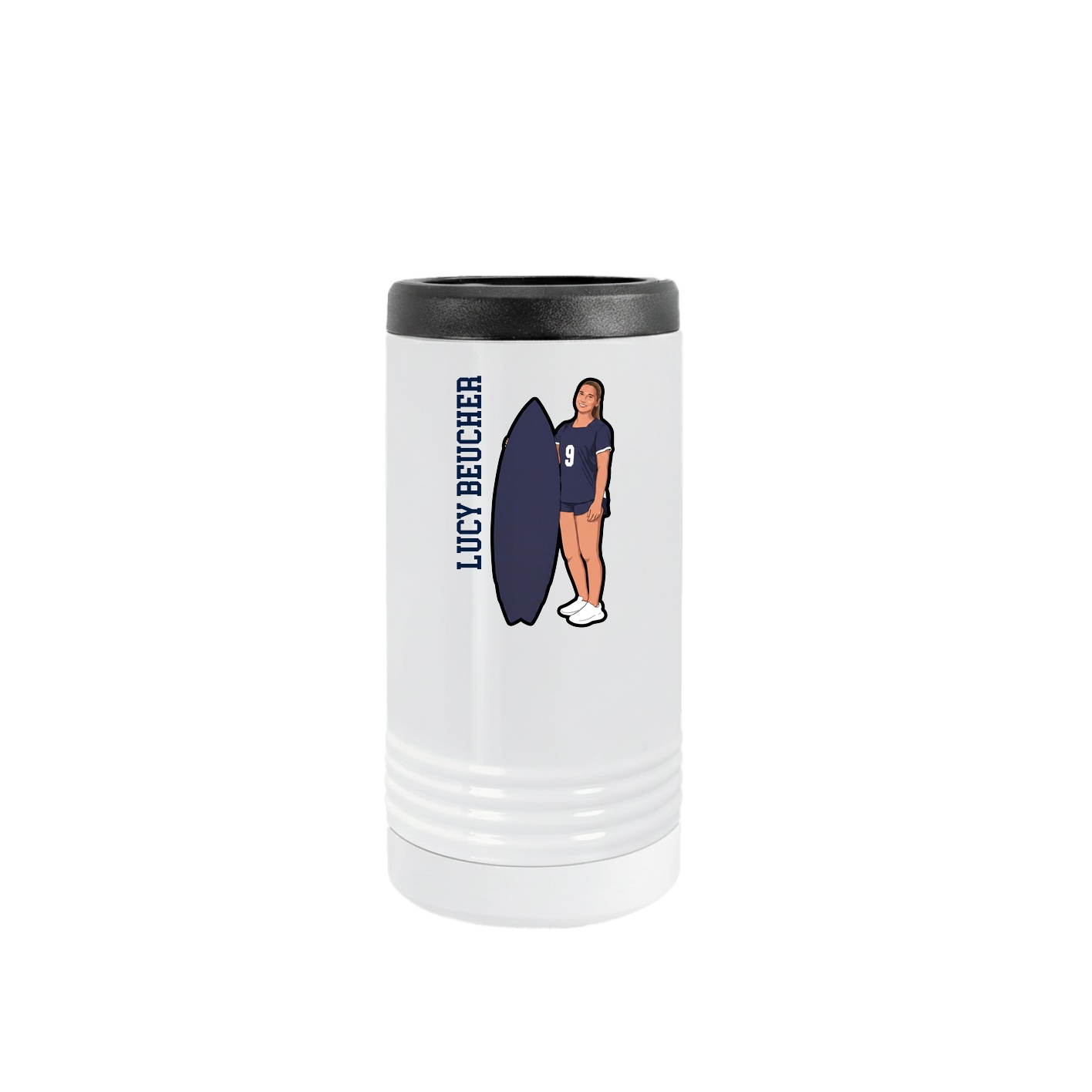Slim Beverage Holder — Name Vertical in White