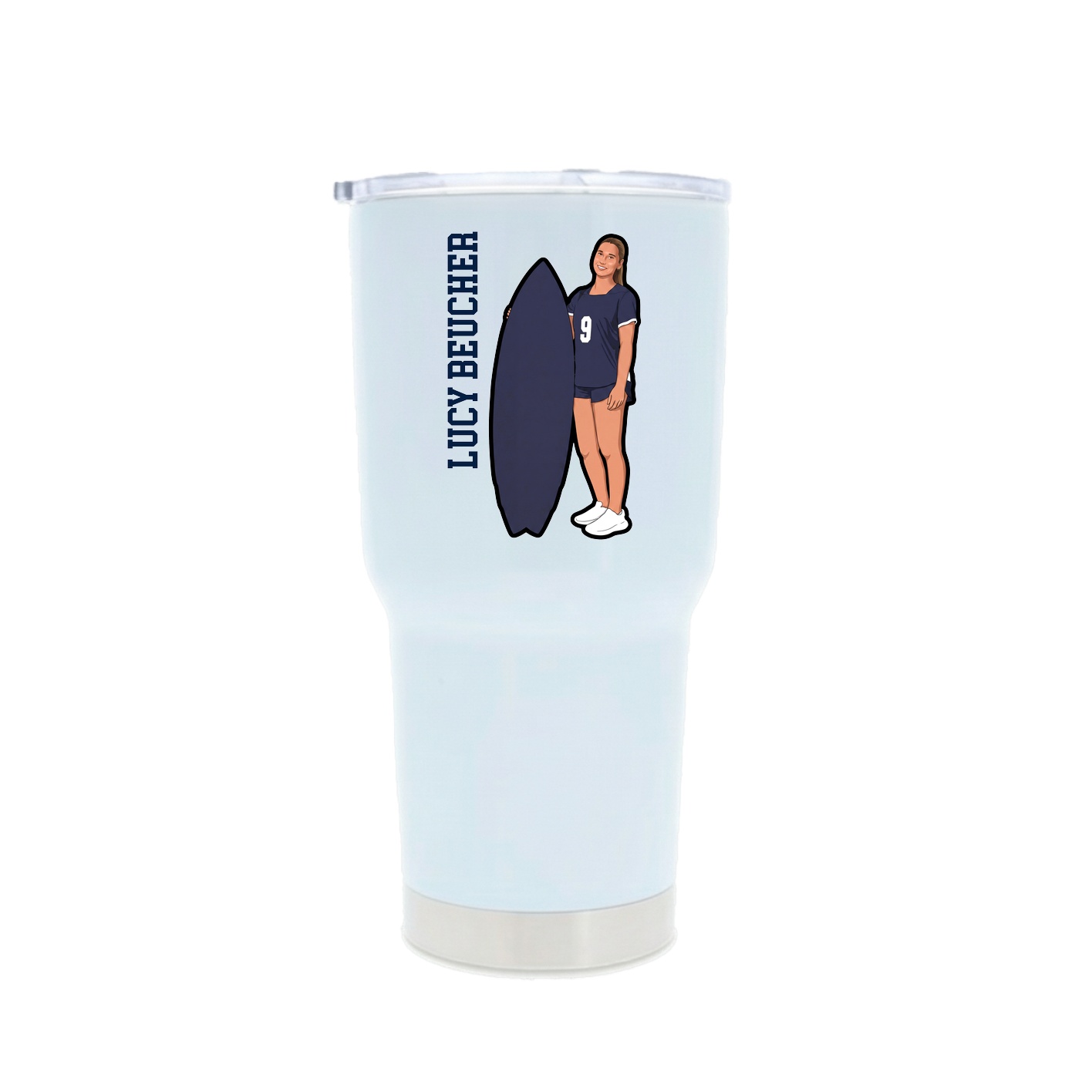 30oz Stainless Steel Tumbler — Name Vertical in White