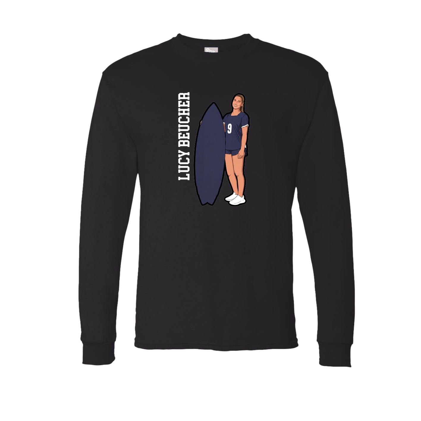 Long Sleeve Tee — Name Vertical in Black