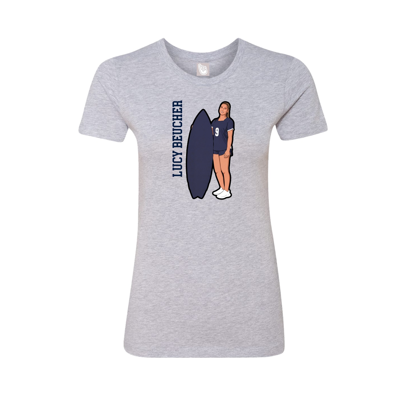 Fitted Women's Tee — Name Vertical in Grey