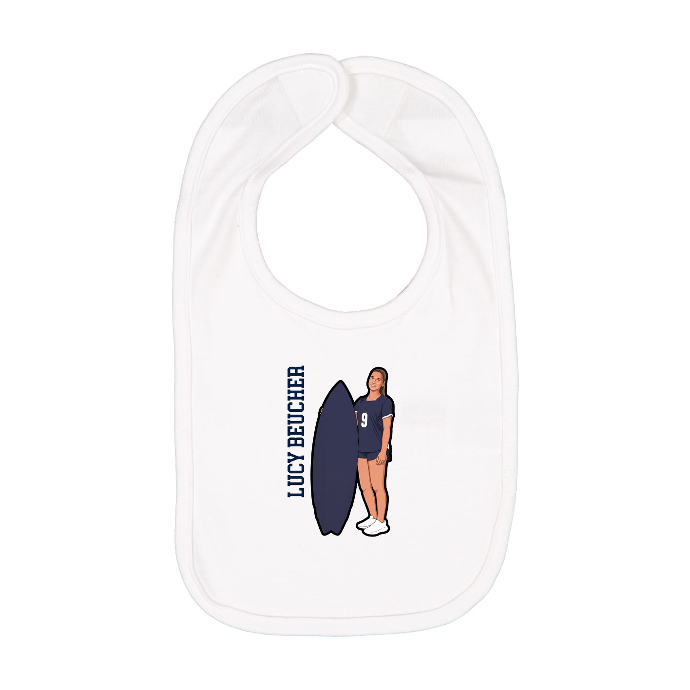 Infant Bib — Name Vertical in White