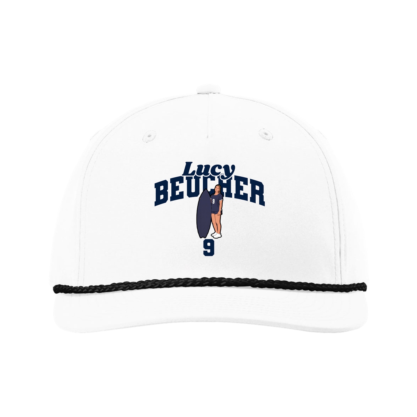 Five-Panel Classic Rope Cap — Signature Arch in White