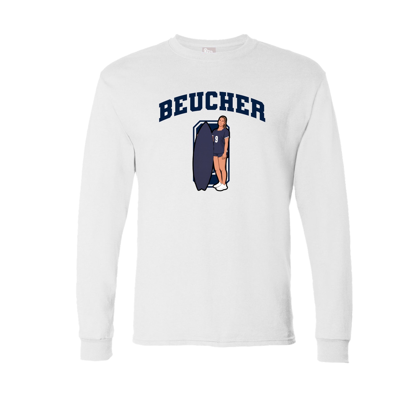 Long Sleeve Tee — Number in White