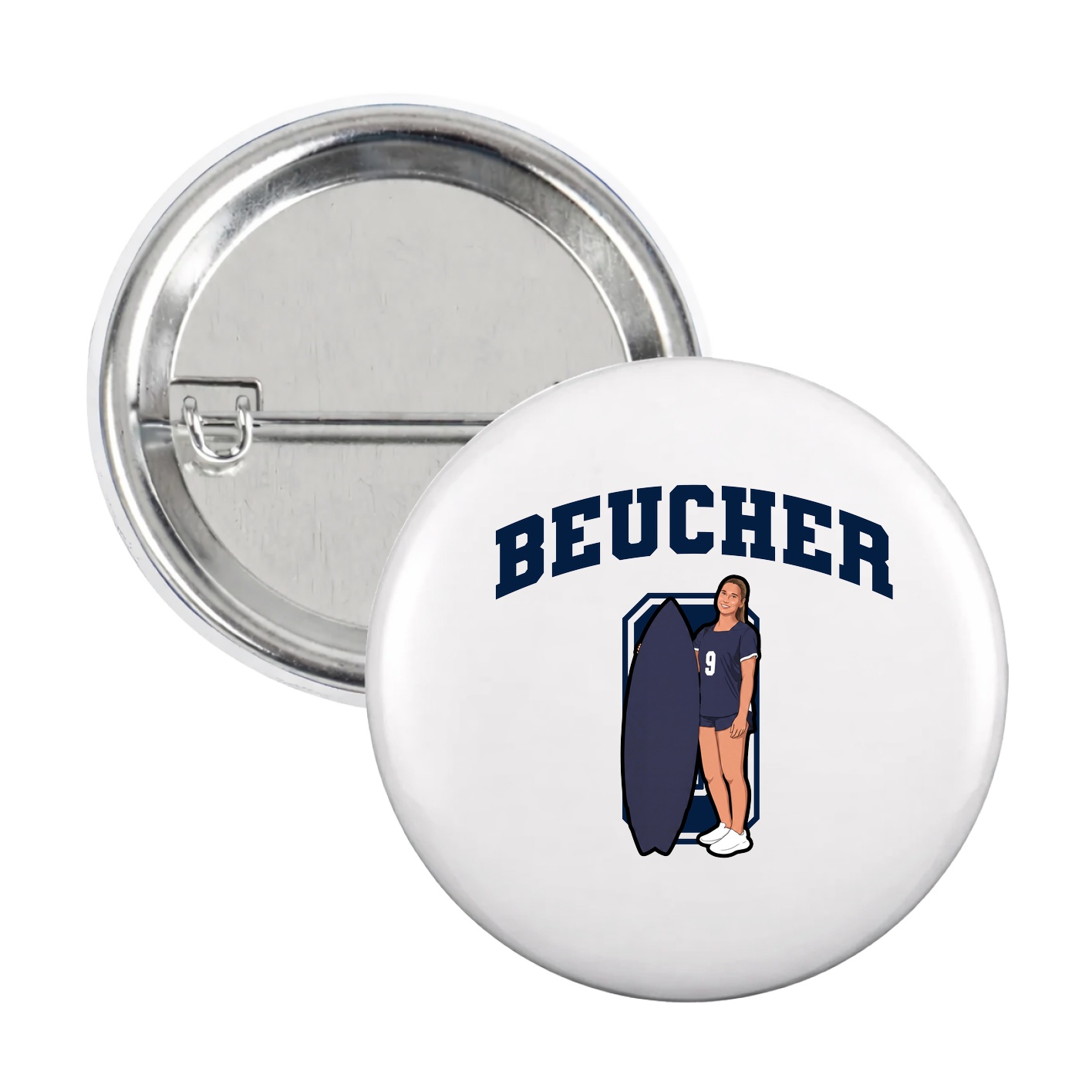 Game Day Button — Number in White