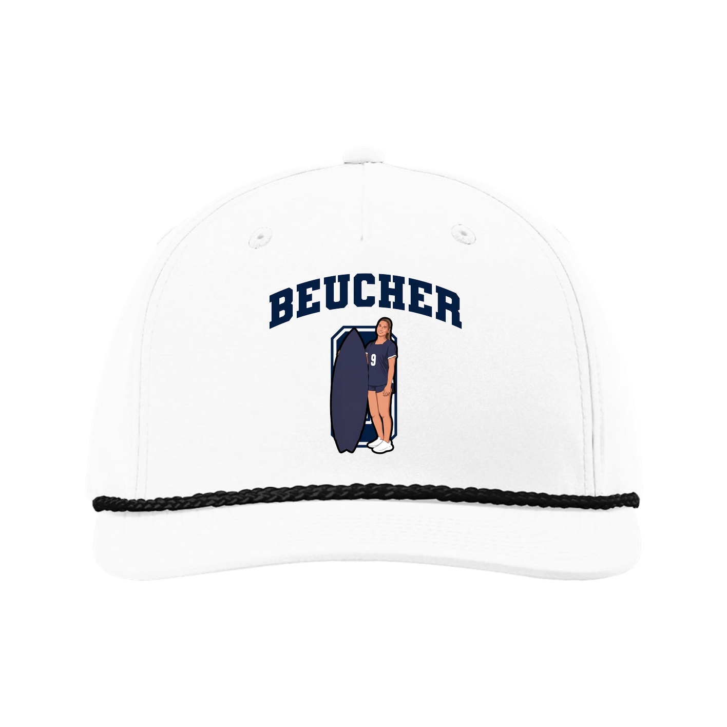 Five-Panel Classic Rope Cap — Number in White