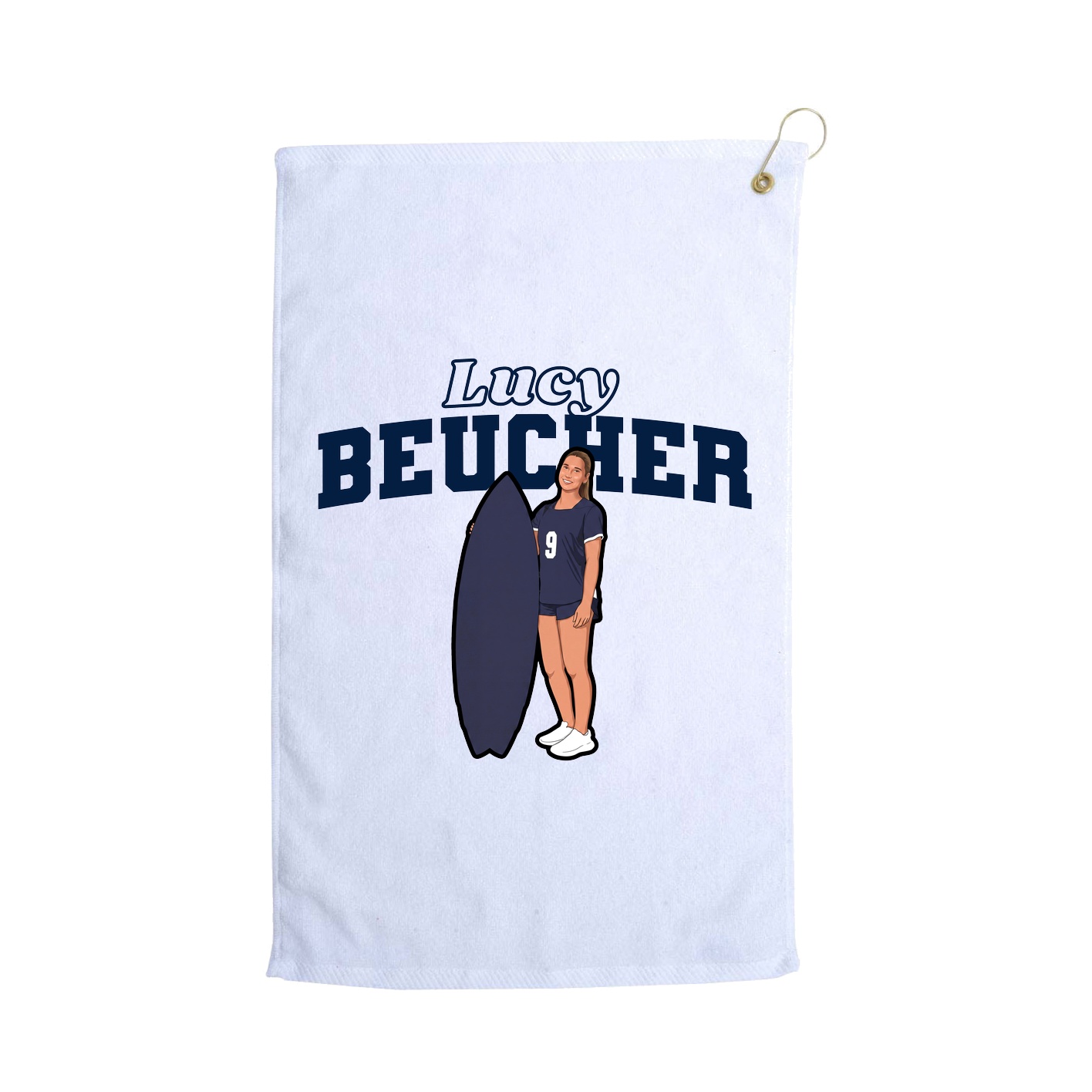 Golf Towel — Name Arch in White