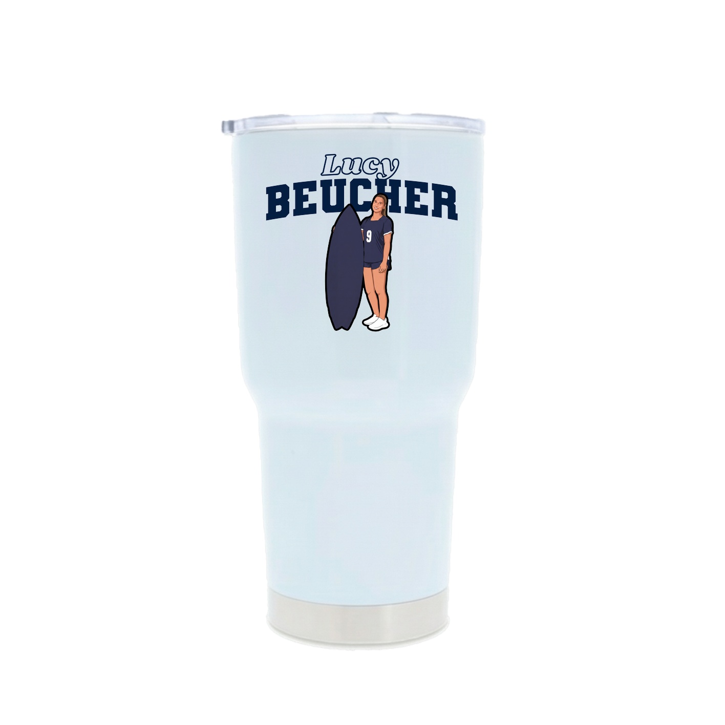 30oz Stainless Steel Tumbler — Name Arch in White
