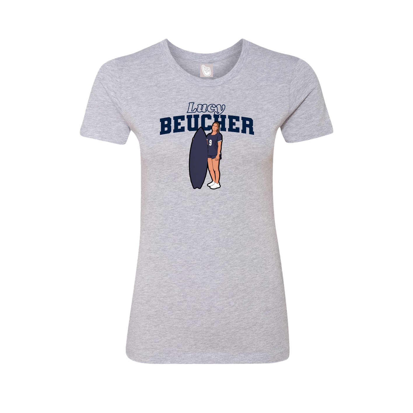 Fitted Women's Tee — Name Arch in Grey