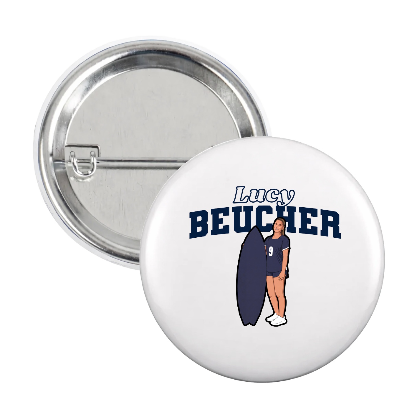 Game Day Button — Name Arch in White