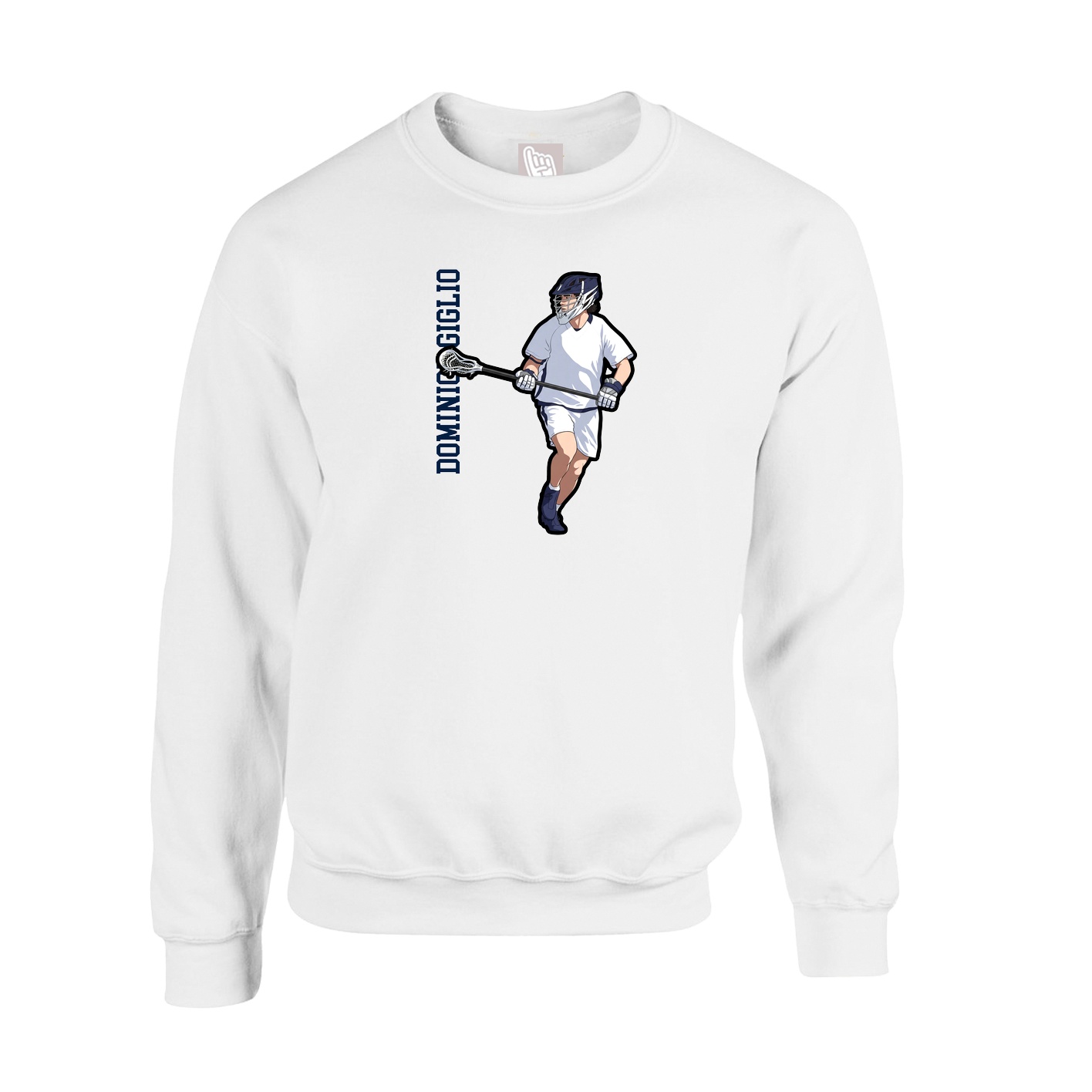 Fleece Crew — Name Vertical in White
