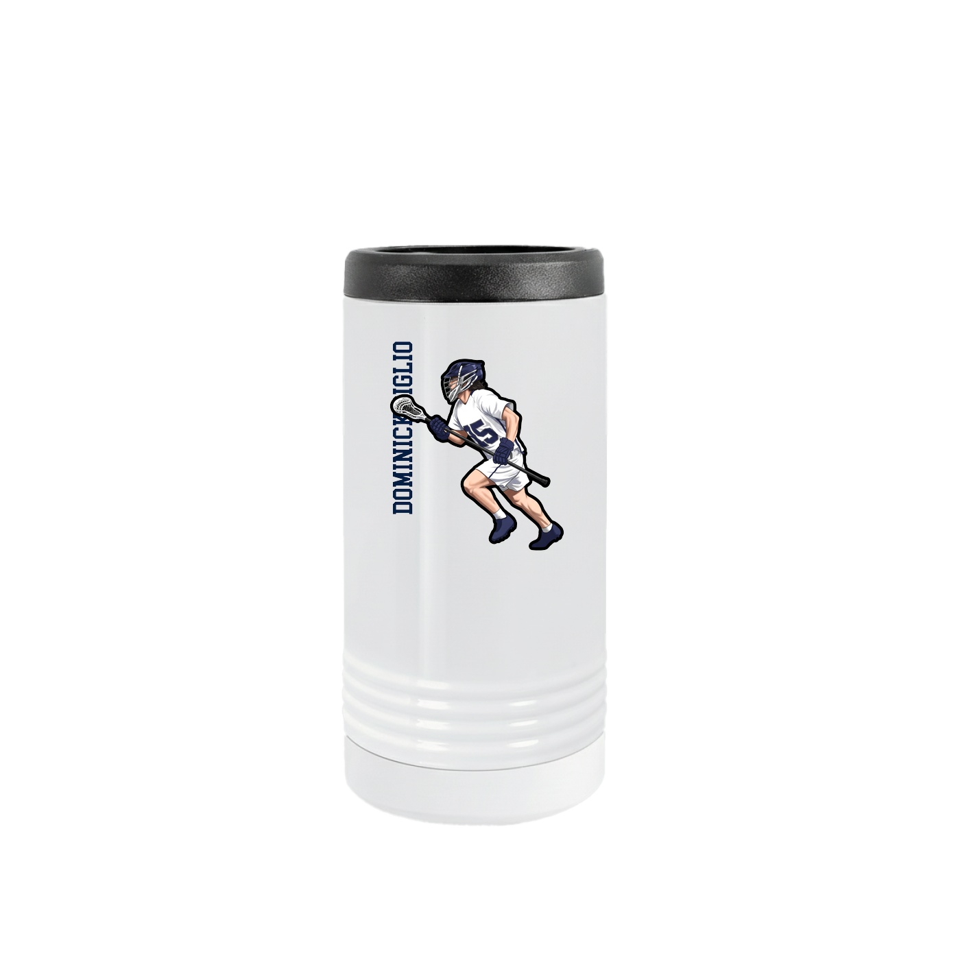 Slim Beverage Holder — Name Vertical in White
