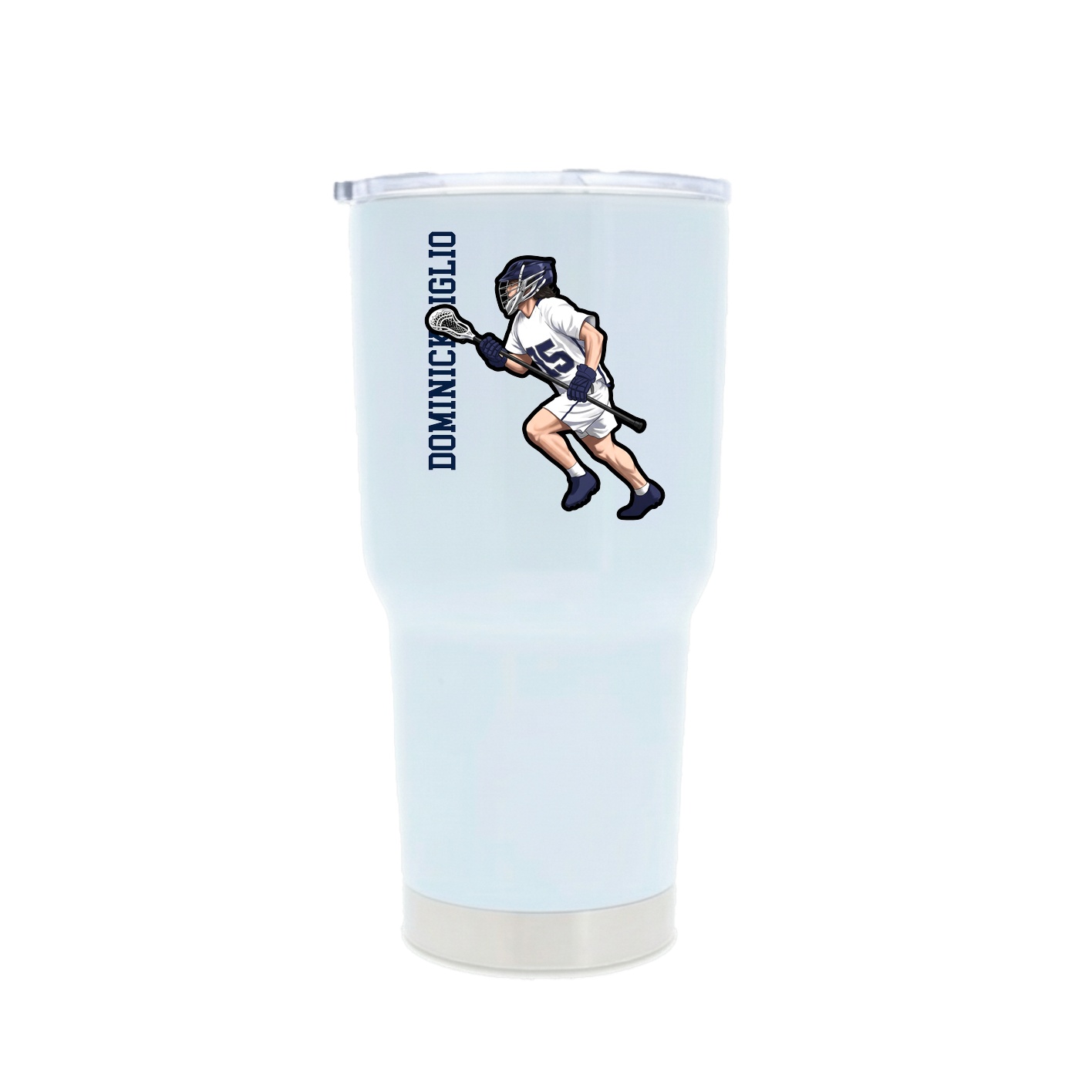 30oz Stainless Steel Tumbler — Name Vertical in White