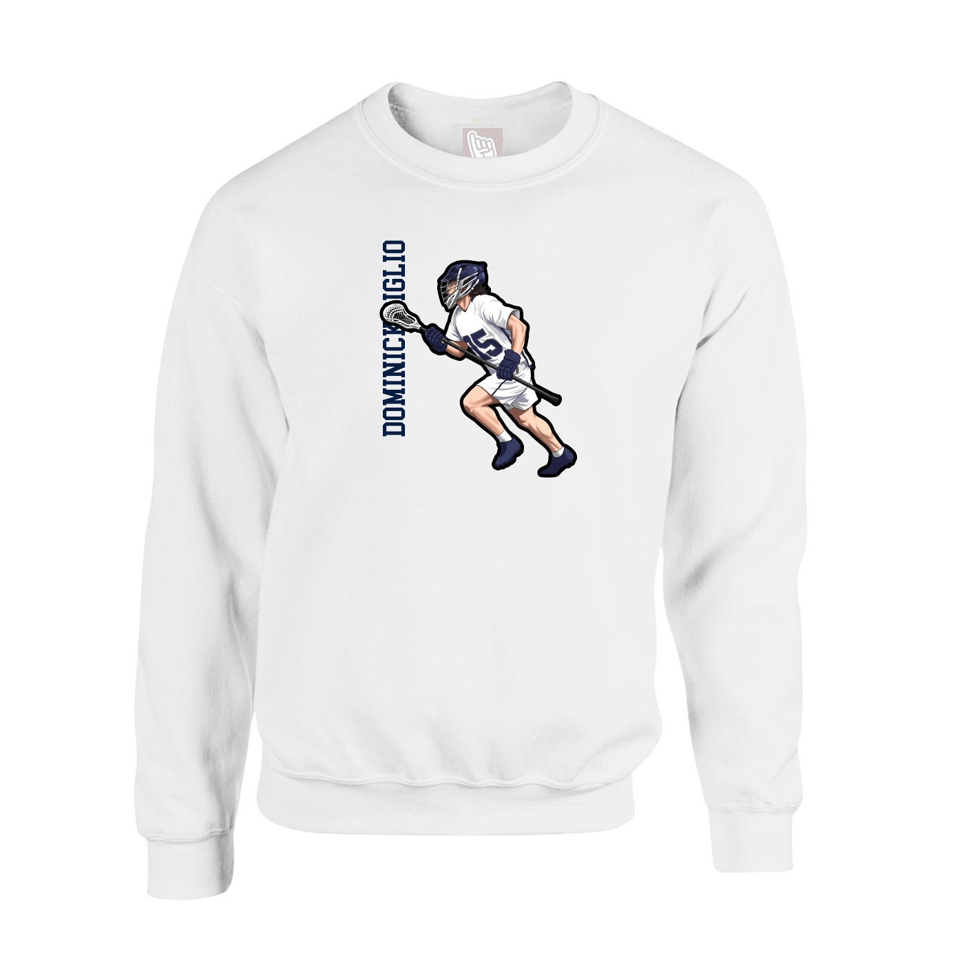 Fleece Crew — Name Vertical in White