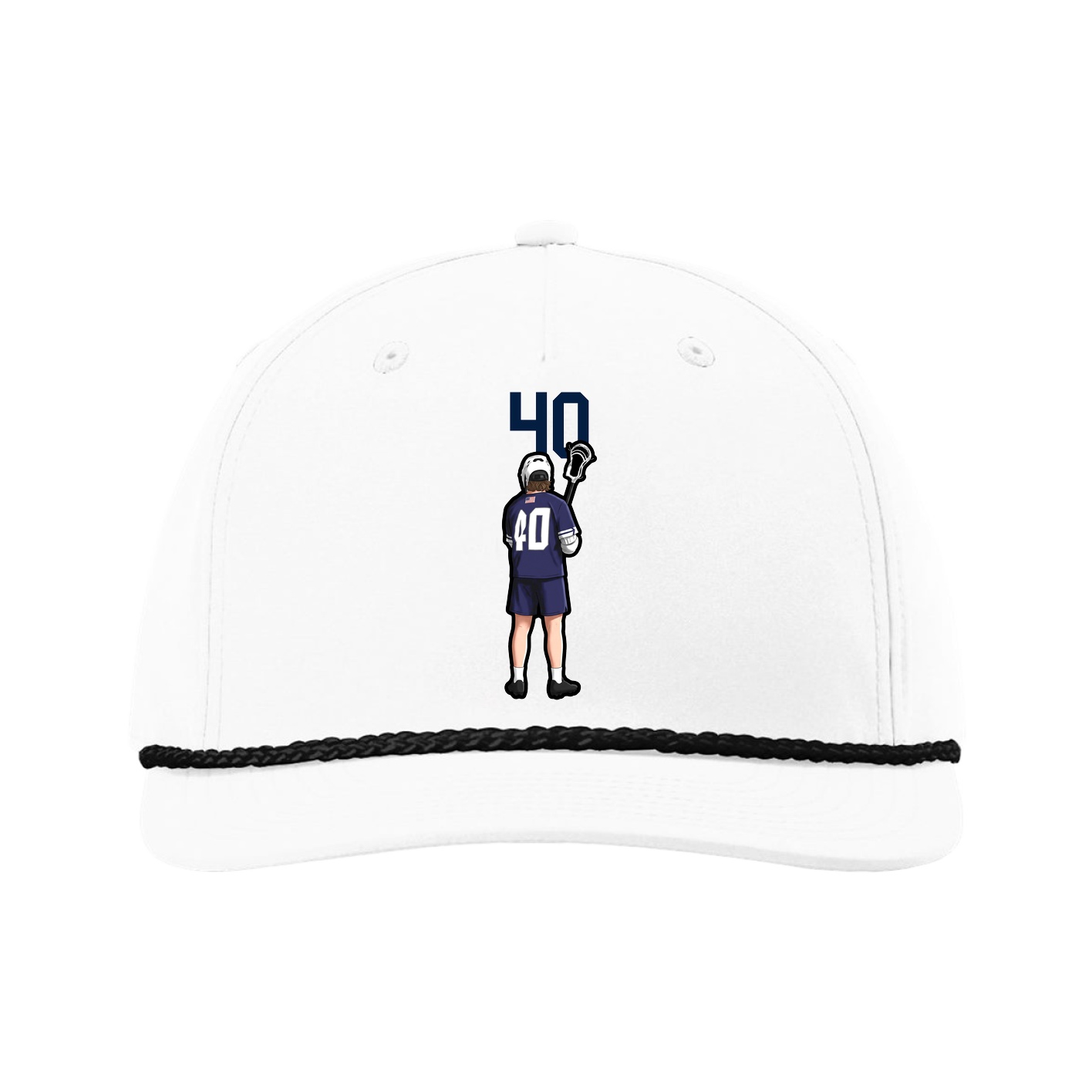 Five-Panel Classic Rope Cap — Number Top in White
