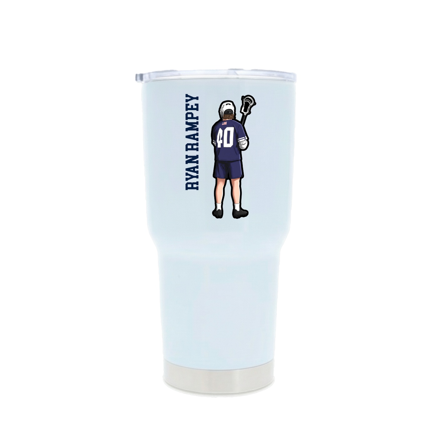 30oz Stainless Steel Tumbler — Name Vertical in White