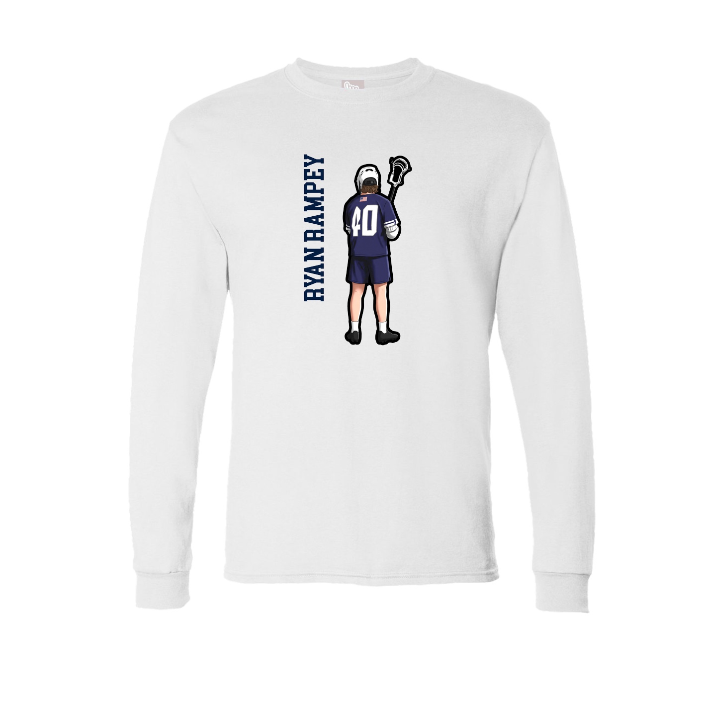 Long Sleeve Tee — Name Vertical in White