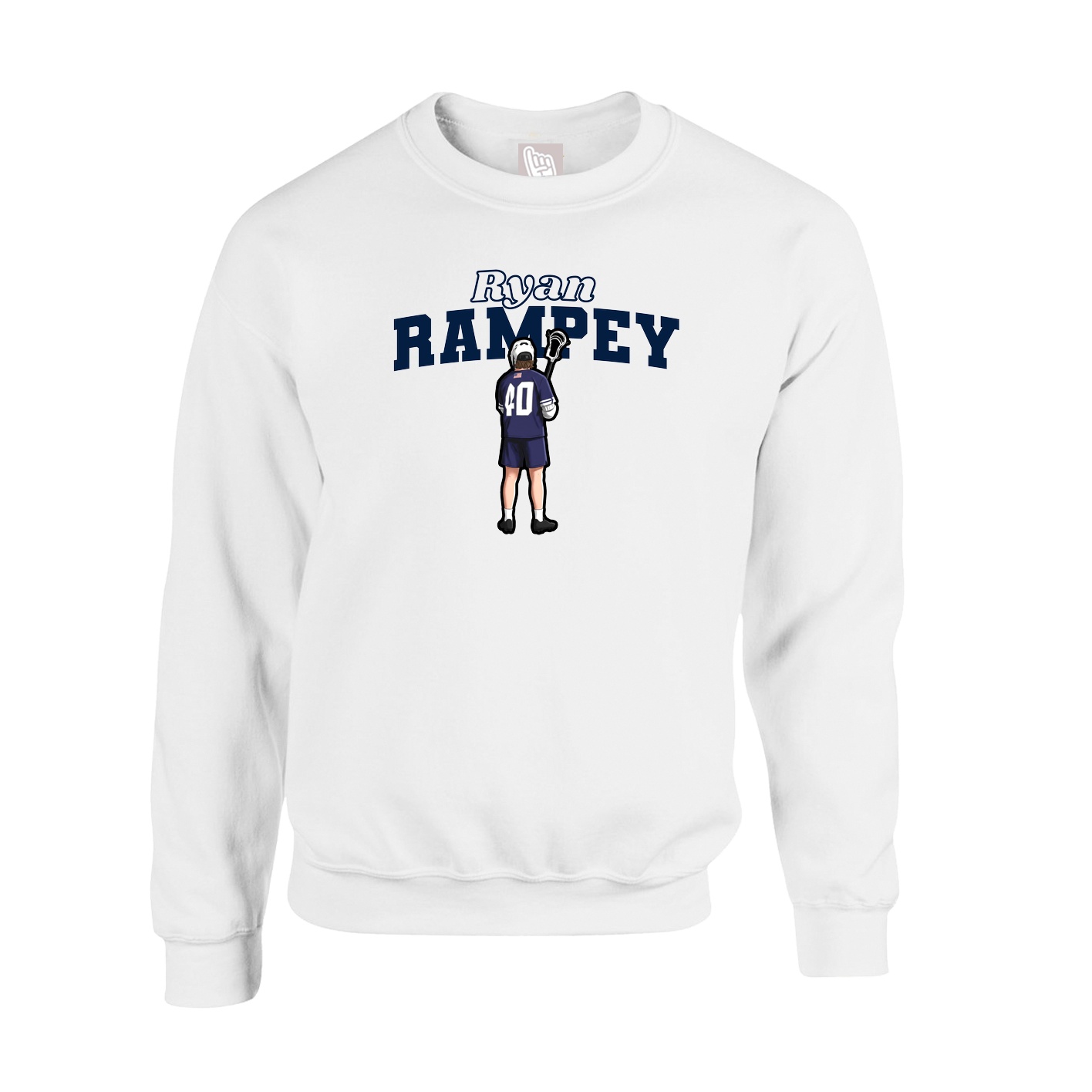 Fleece Crew — Name Arch in White