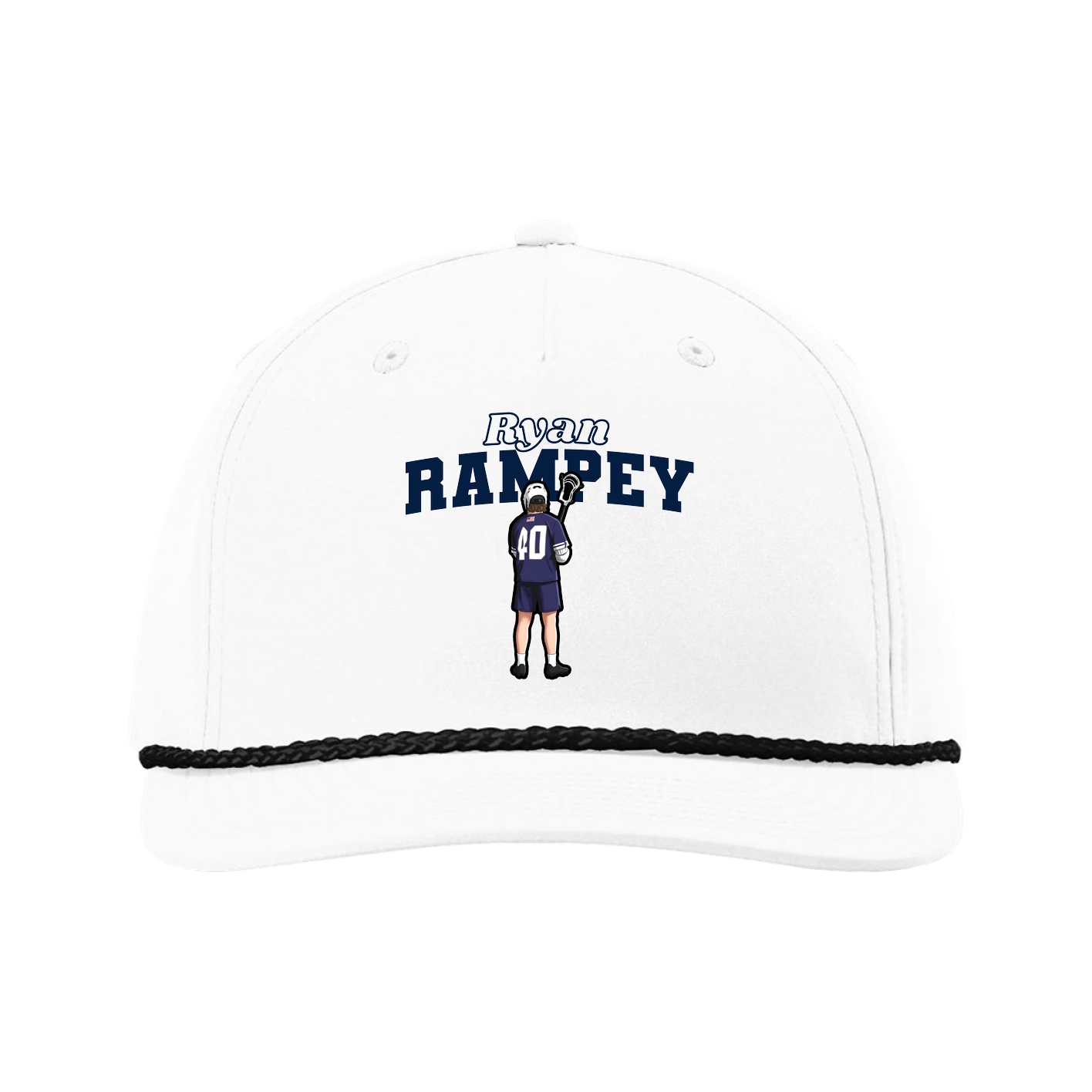 Five-Panel Classic Rope Cap — Name Arch in White