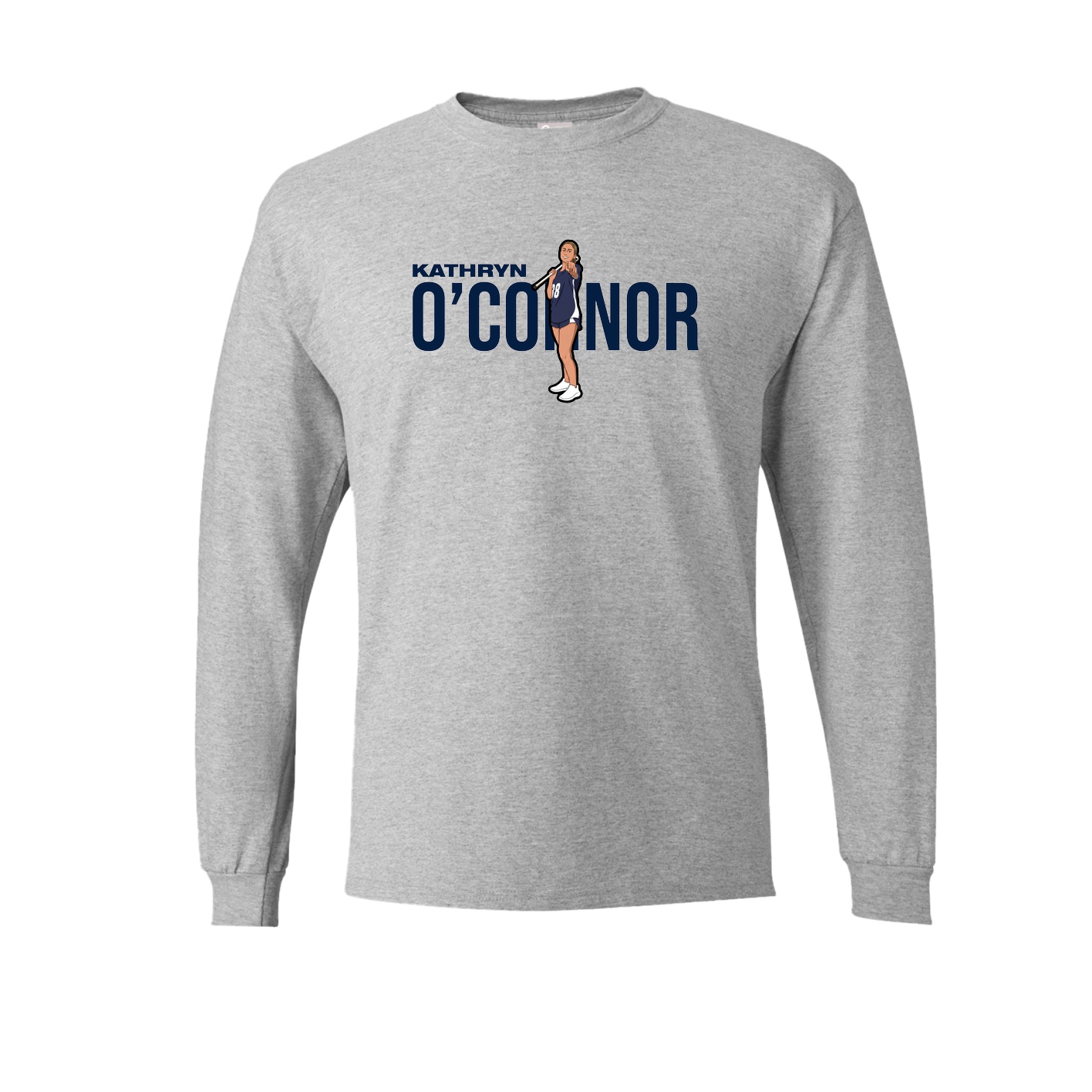 Long Sleeve Tee — Player Name in Grey
