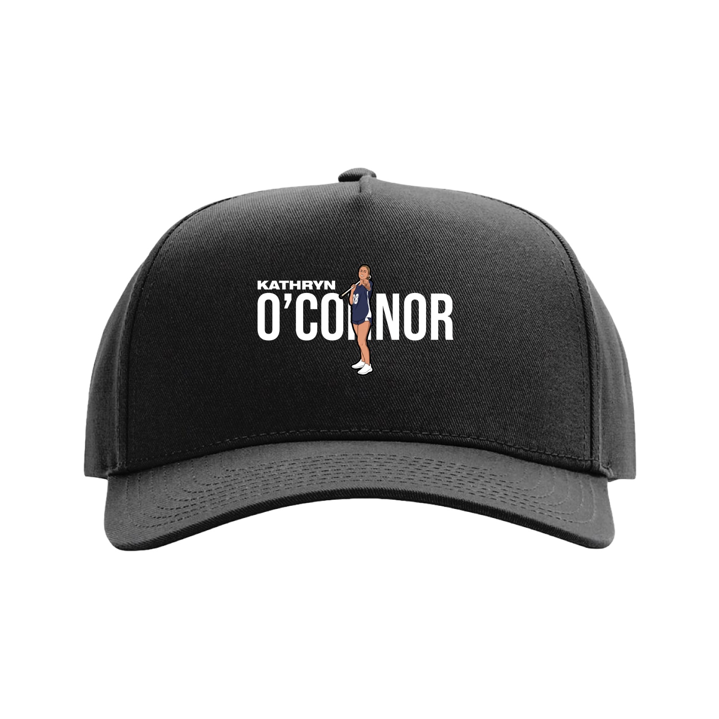 Full Fabric Five-Panel Champ Cap — Player Name in Black