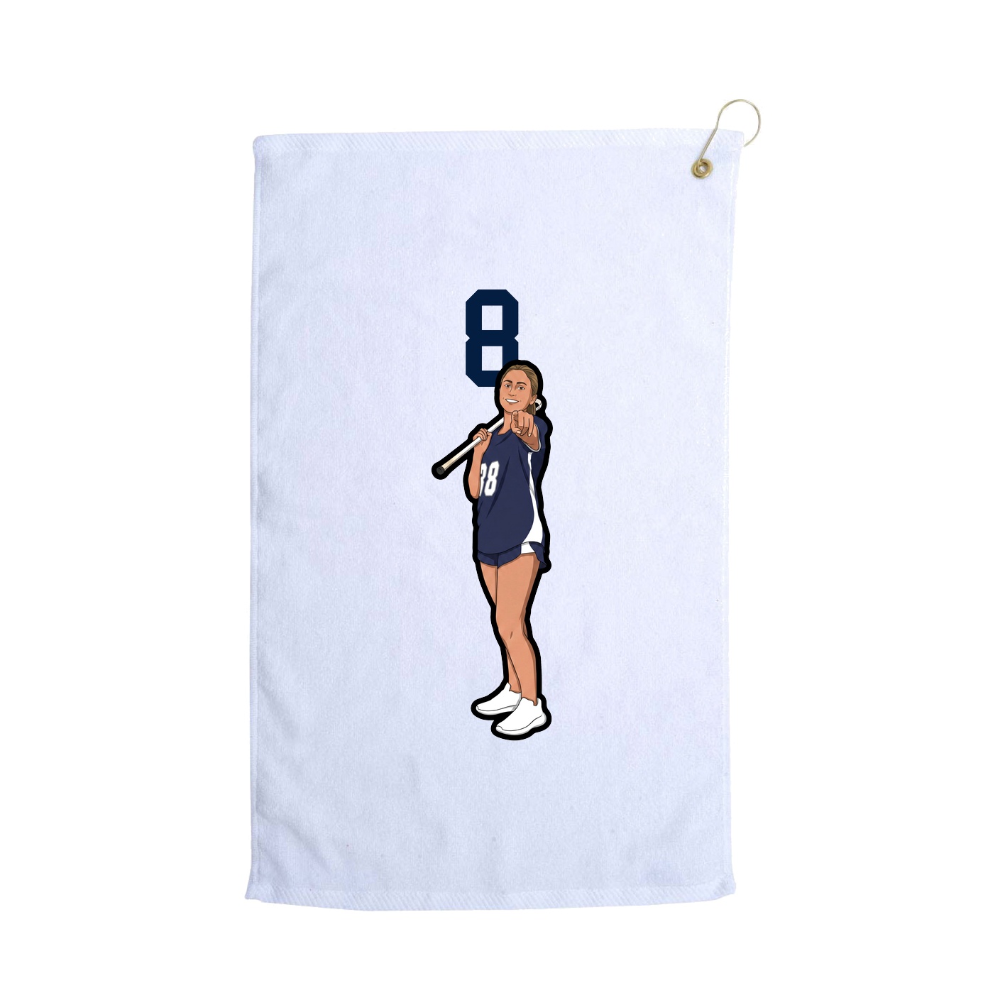 Golf Towel — Number Top in White