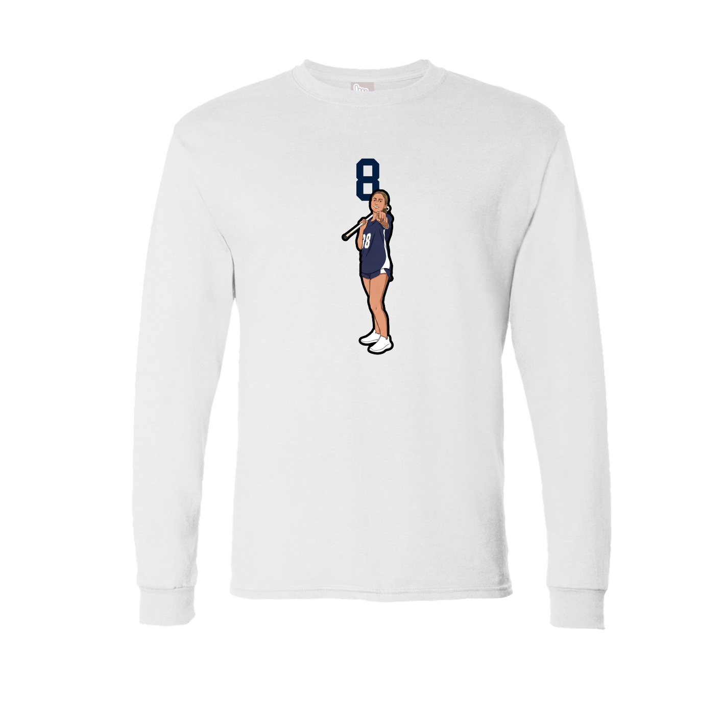 Long Sleeve Tee — Number Top in White
