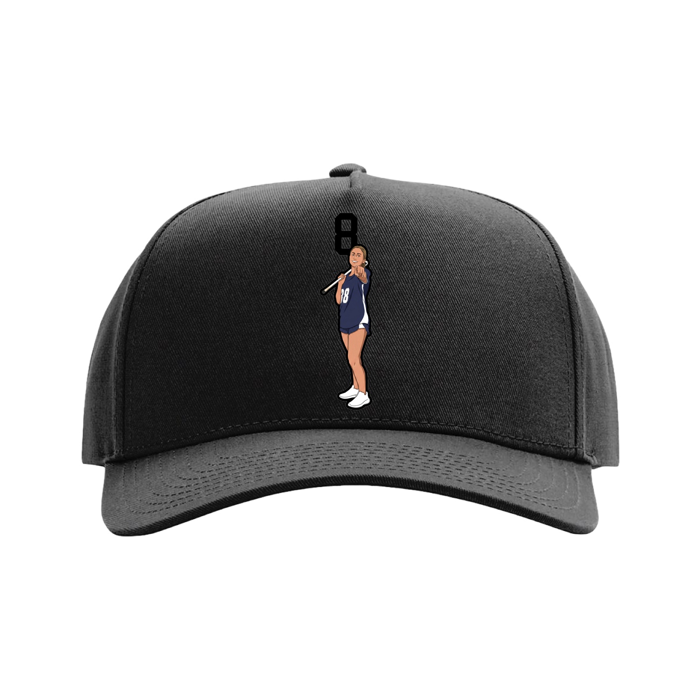 Full Fabric Five-Panel Champ Cap — Number Top in Black