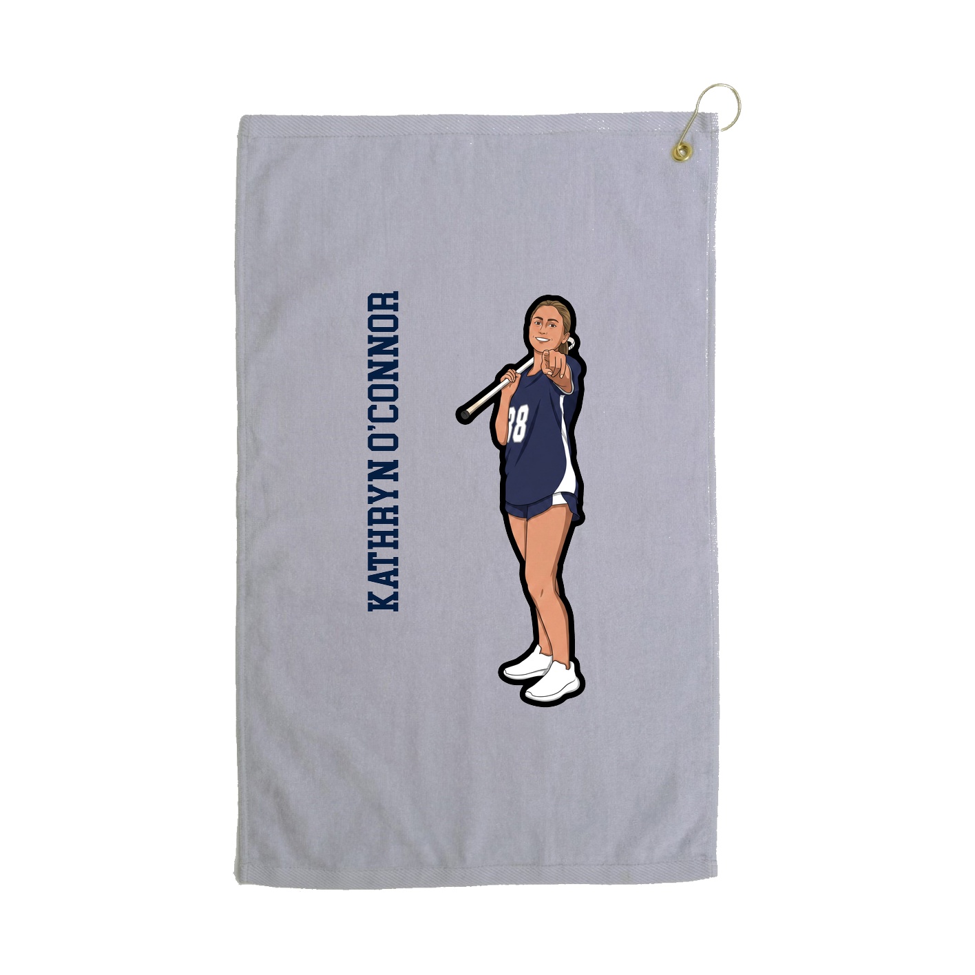 Golf Towel — Name Vertical in Grey