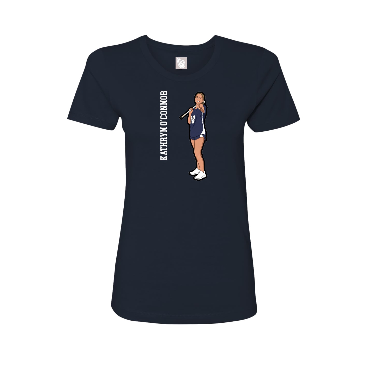 Fitted Women's Tee — Name Vertical in Navy