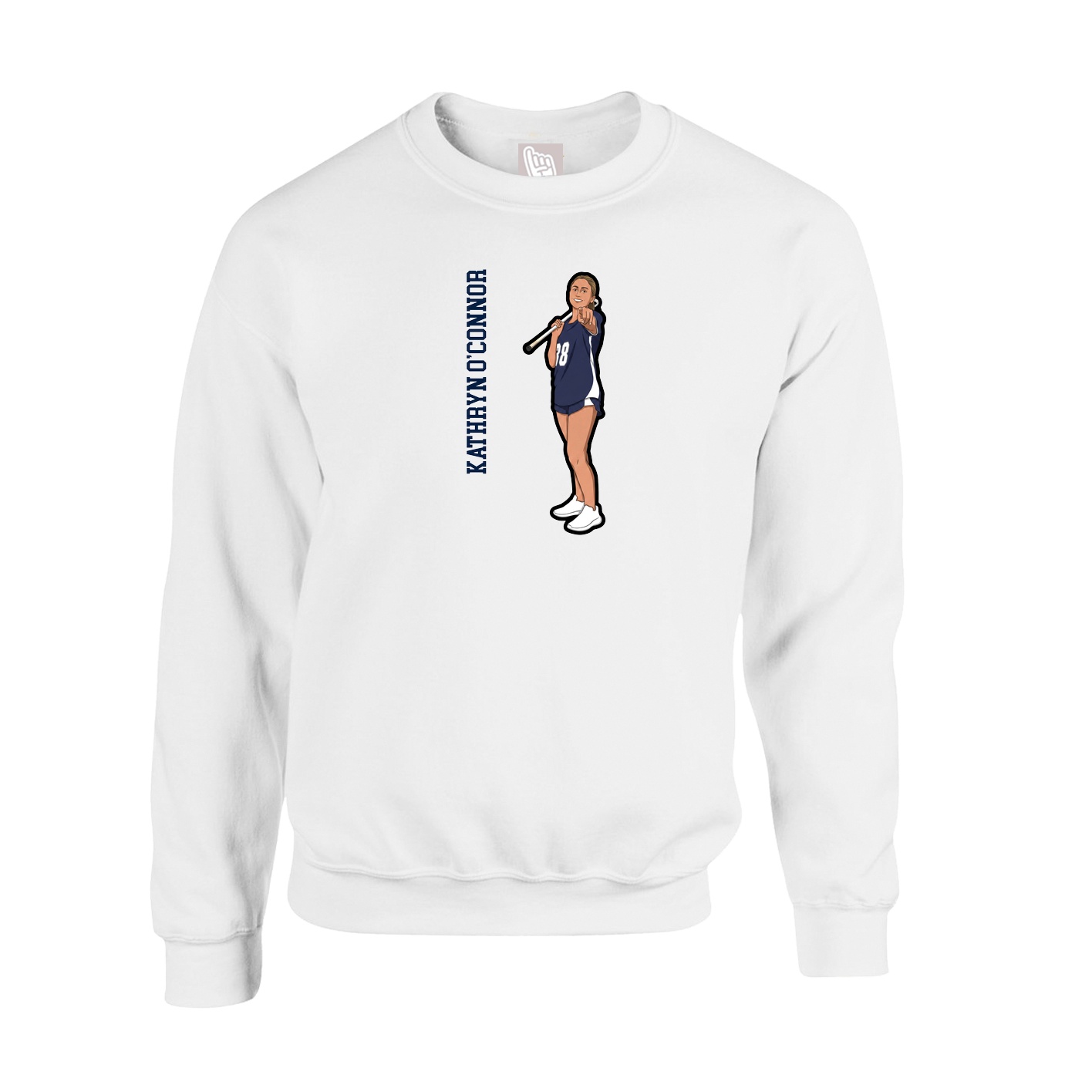 Fleece Crew — Name Vertical in White