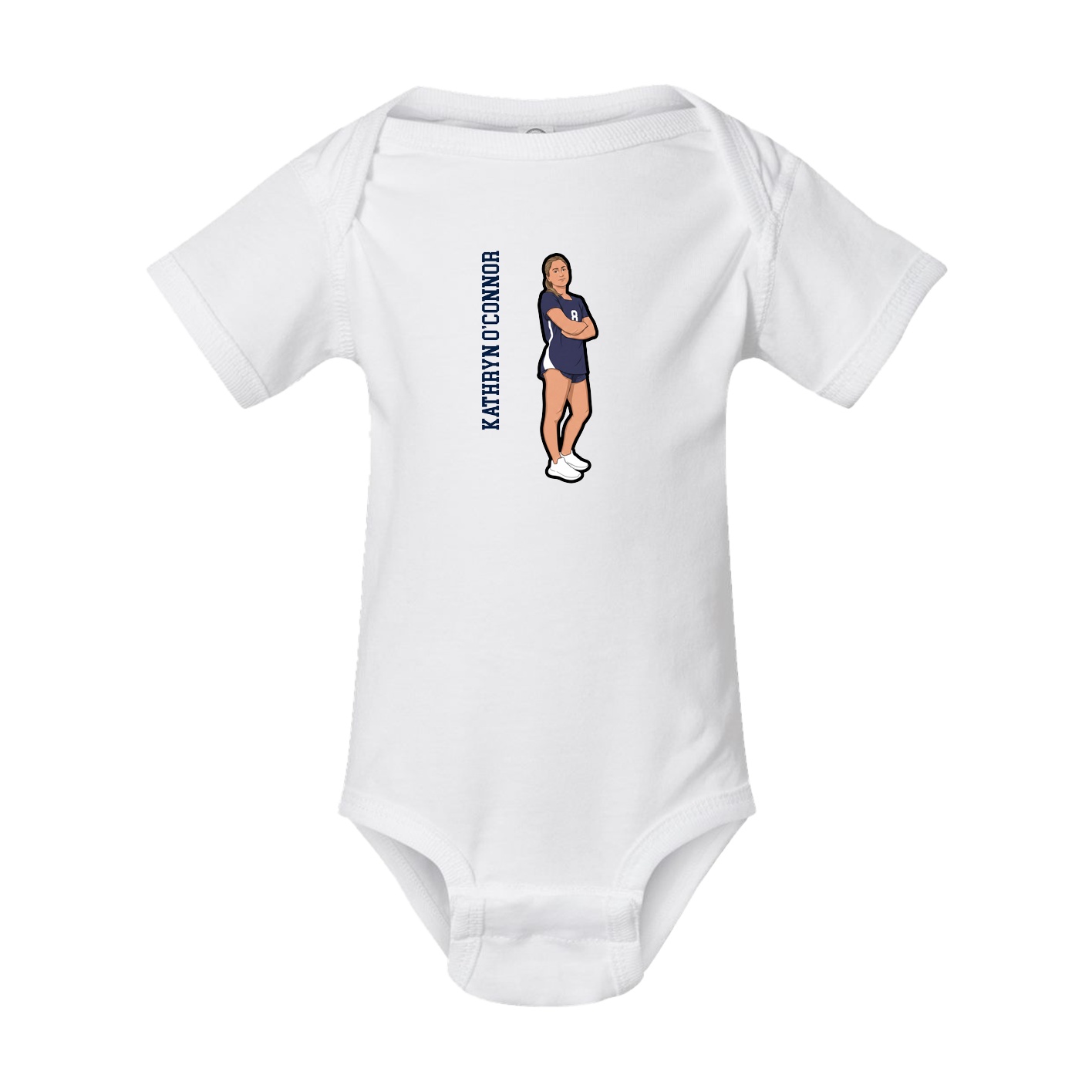 Baby Onesie — Name Vertical in White