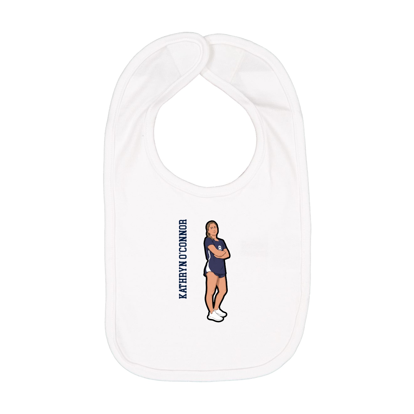 Infant Bib — Name Vertical in White
