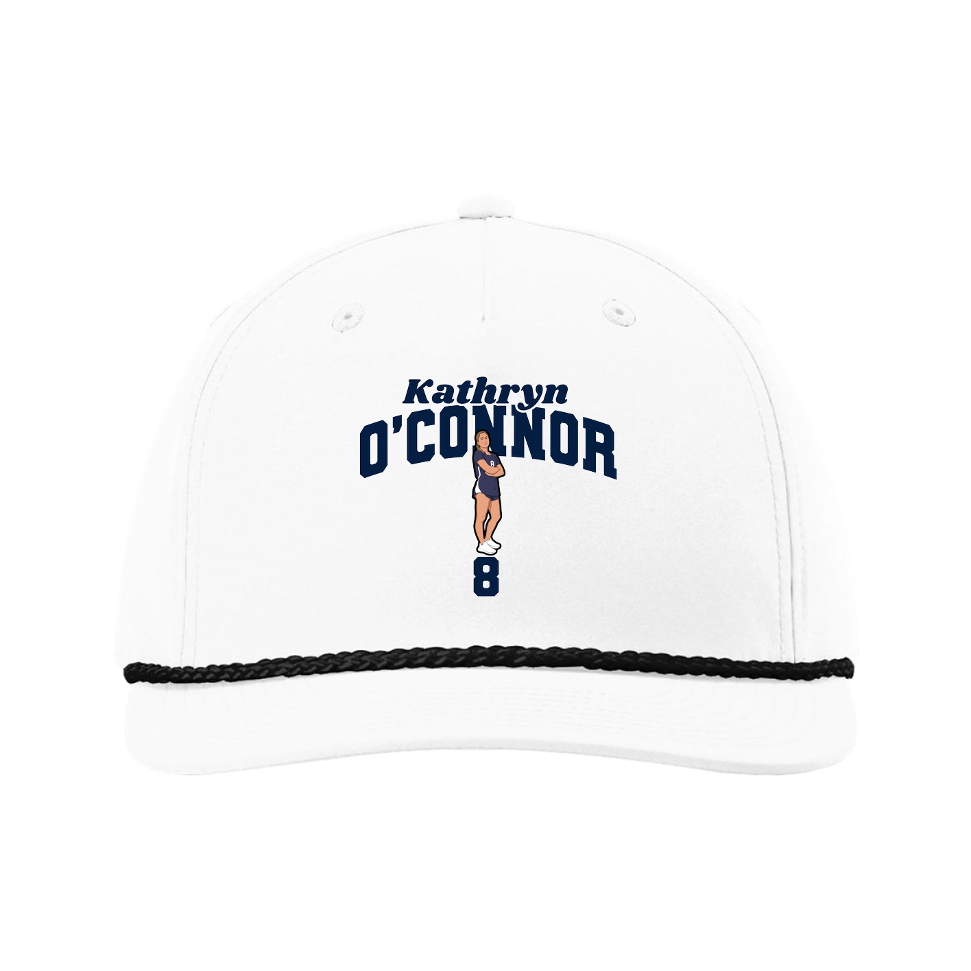 Five-Panel Classic Rope Cap — Signature Arch in White