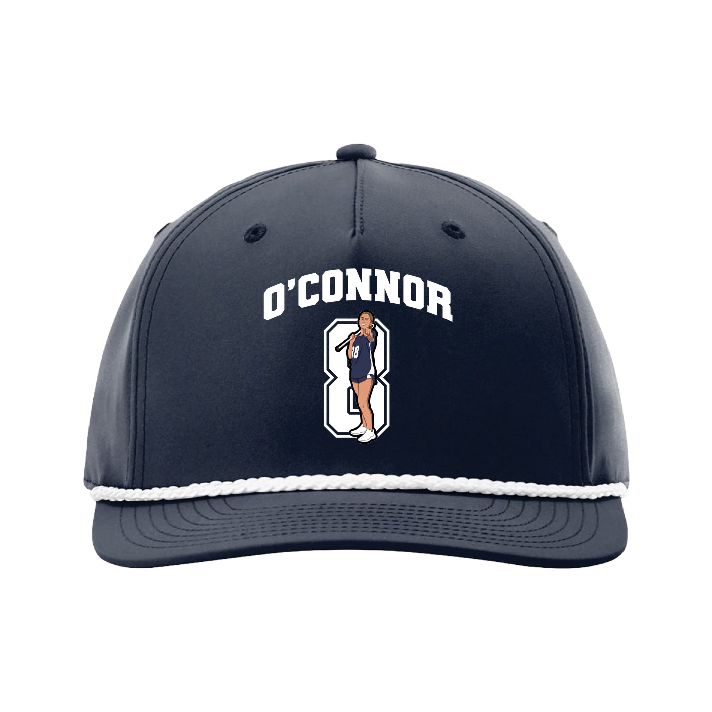 Five-Panel Classic Rope Cap — Number in Navy