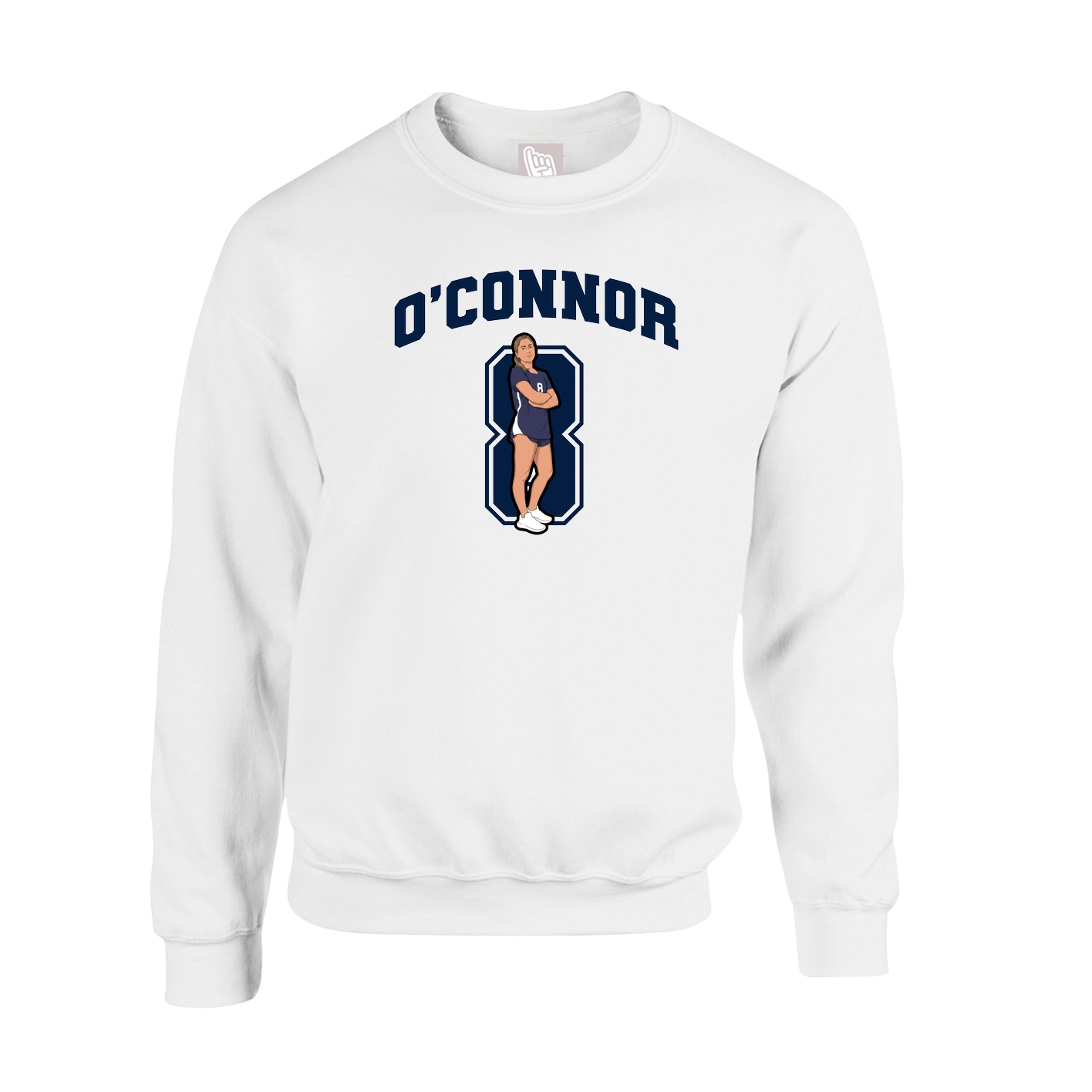 Fleece Crew — Number in White