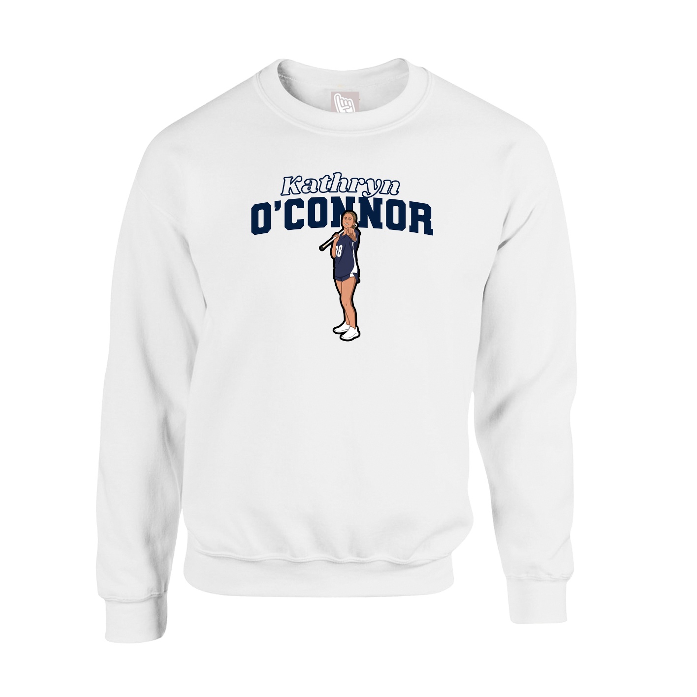 Fleece Crew — Name Arch in White