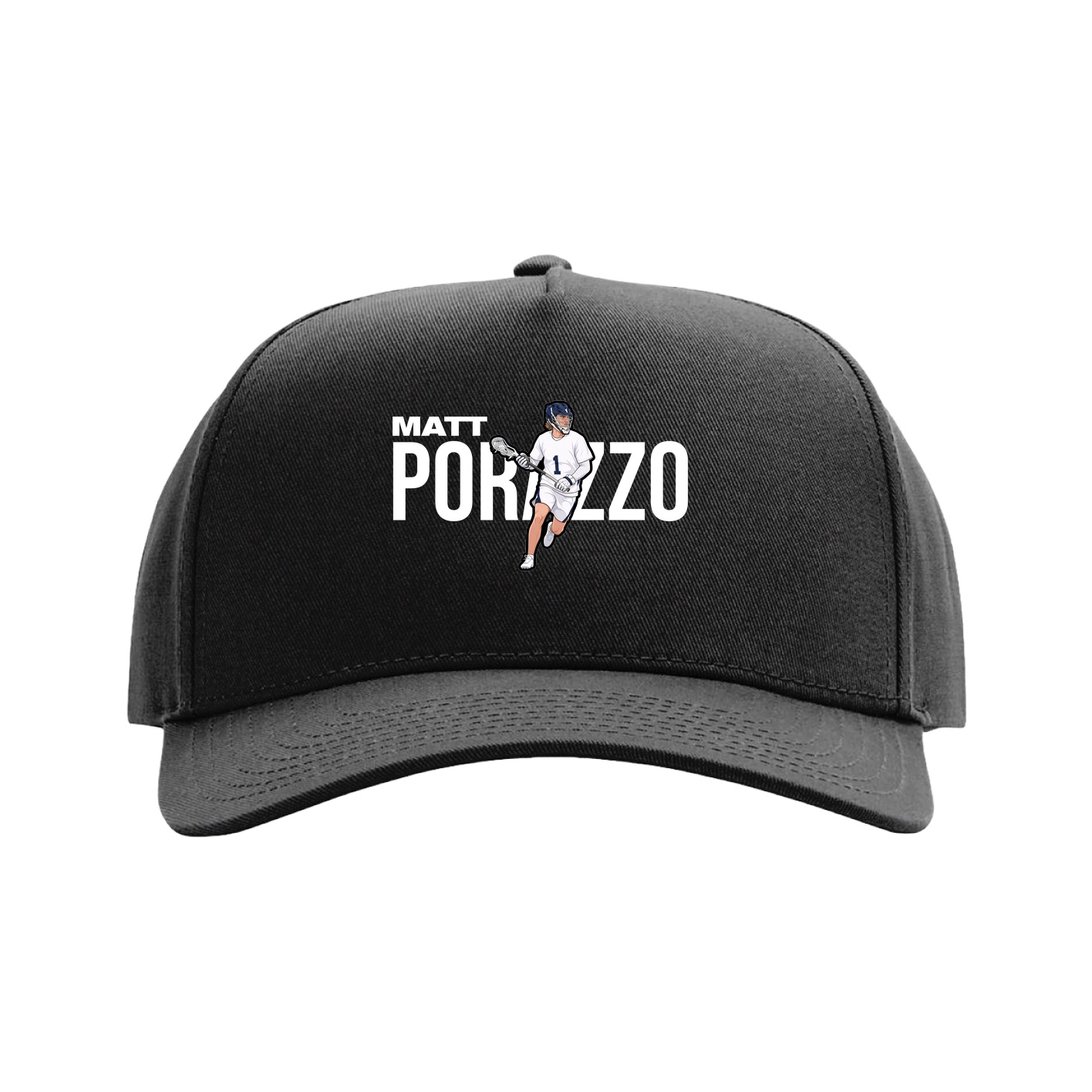 Full Fabric Five-Panel Champ Cap — Player Name in Black