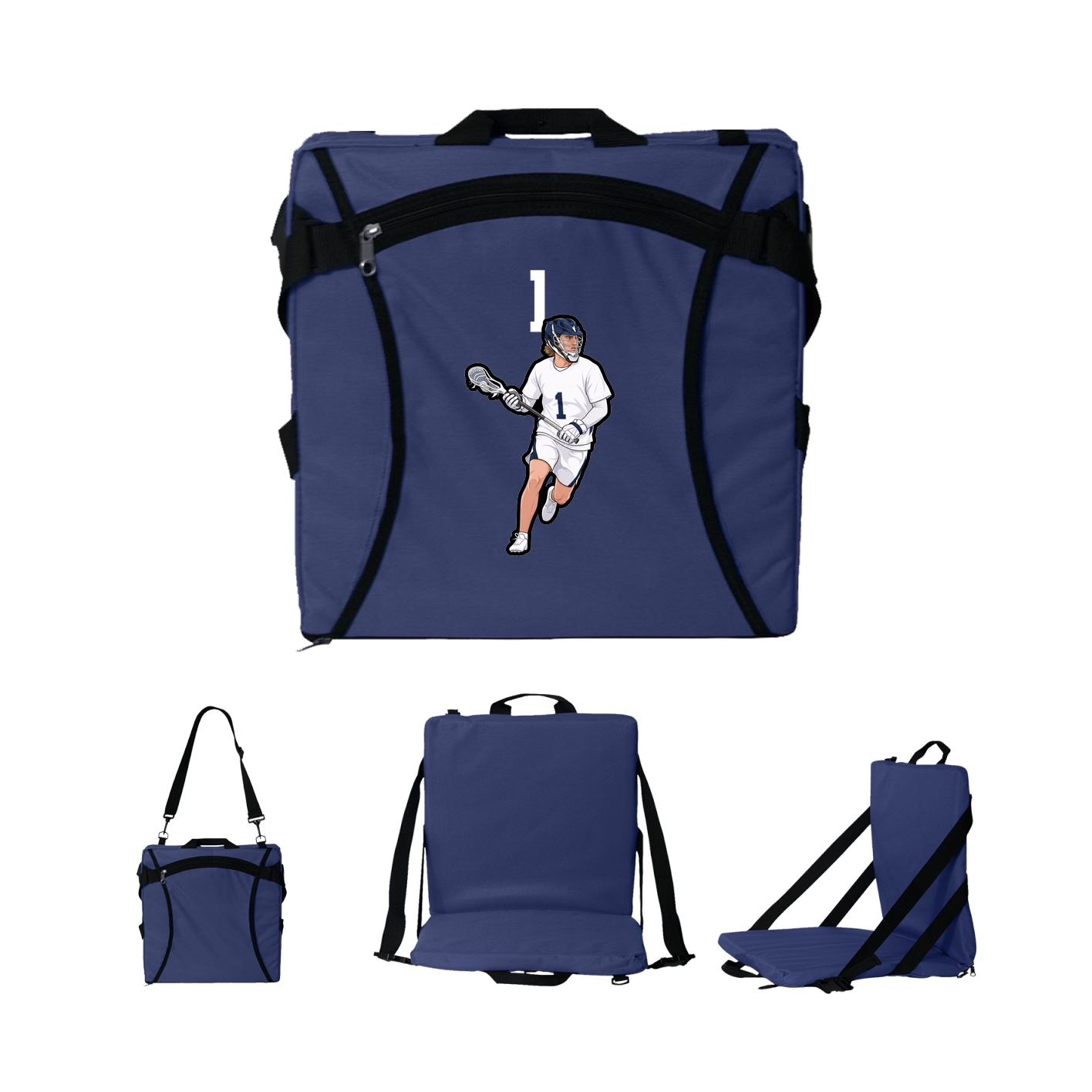 Folding Stadium Seat — Number Top in Navy