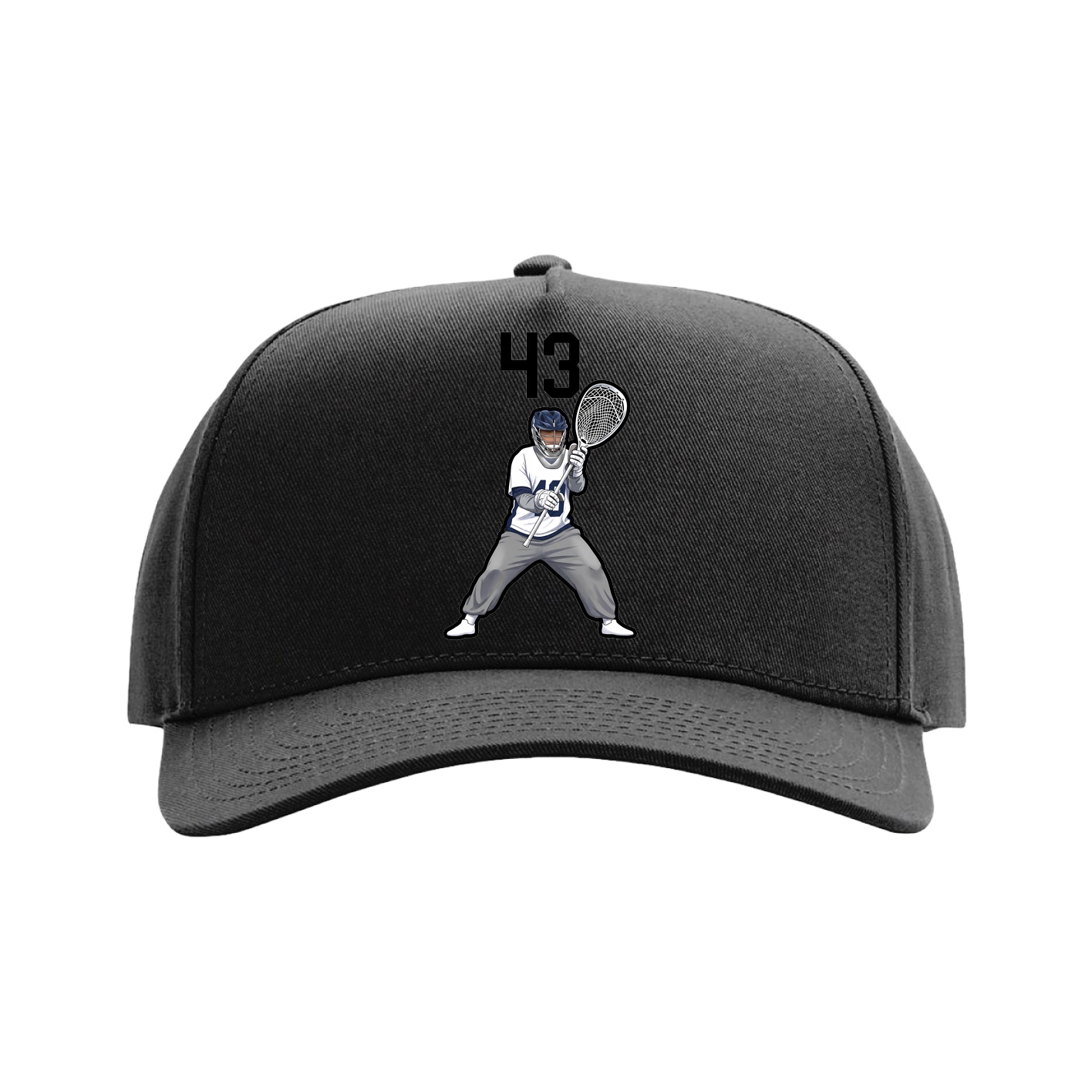 Full Fabric Five-Panel Champ Cap — Number Top in Black