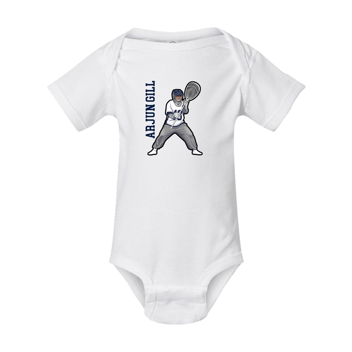Baby Onesie — Name Vertical in White