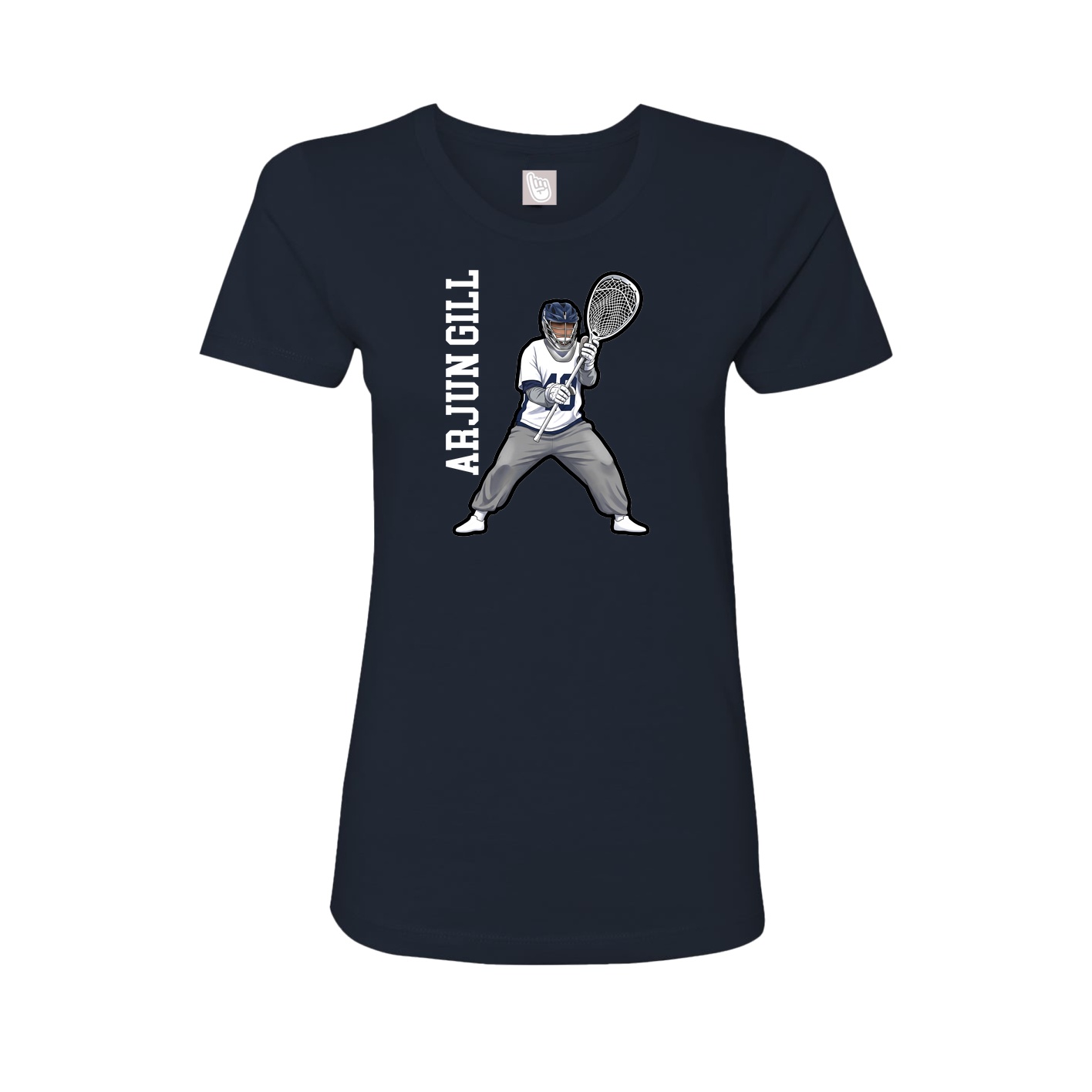 Fitted Women's Tee — Name Vertical in Navy
